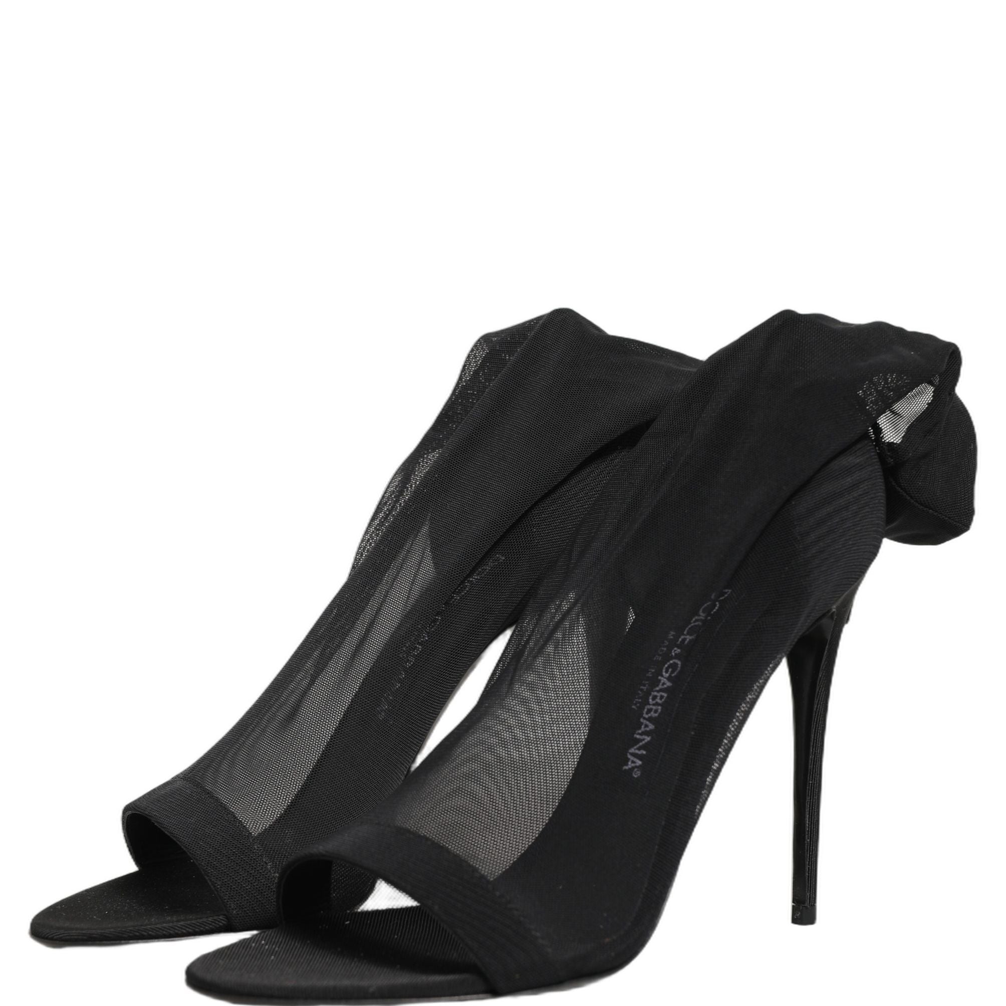 Dolce & Gabbana Black Nylon Mesh Sock Style Boots Shoes