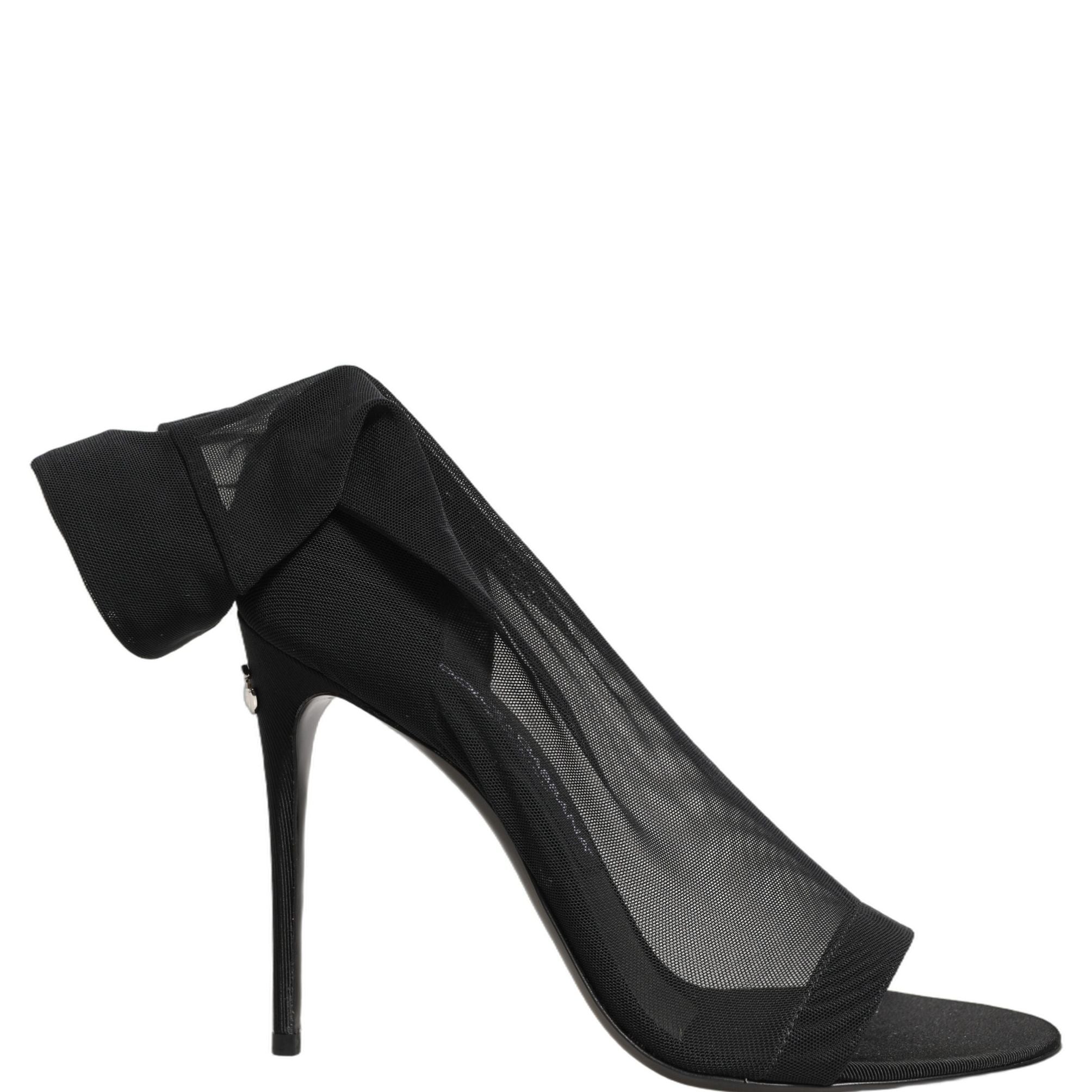 Dolce & Gabbana Black Nylon Mesh Sock Style Boots Shoes