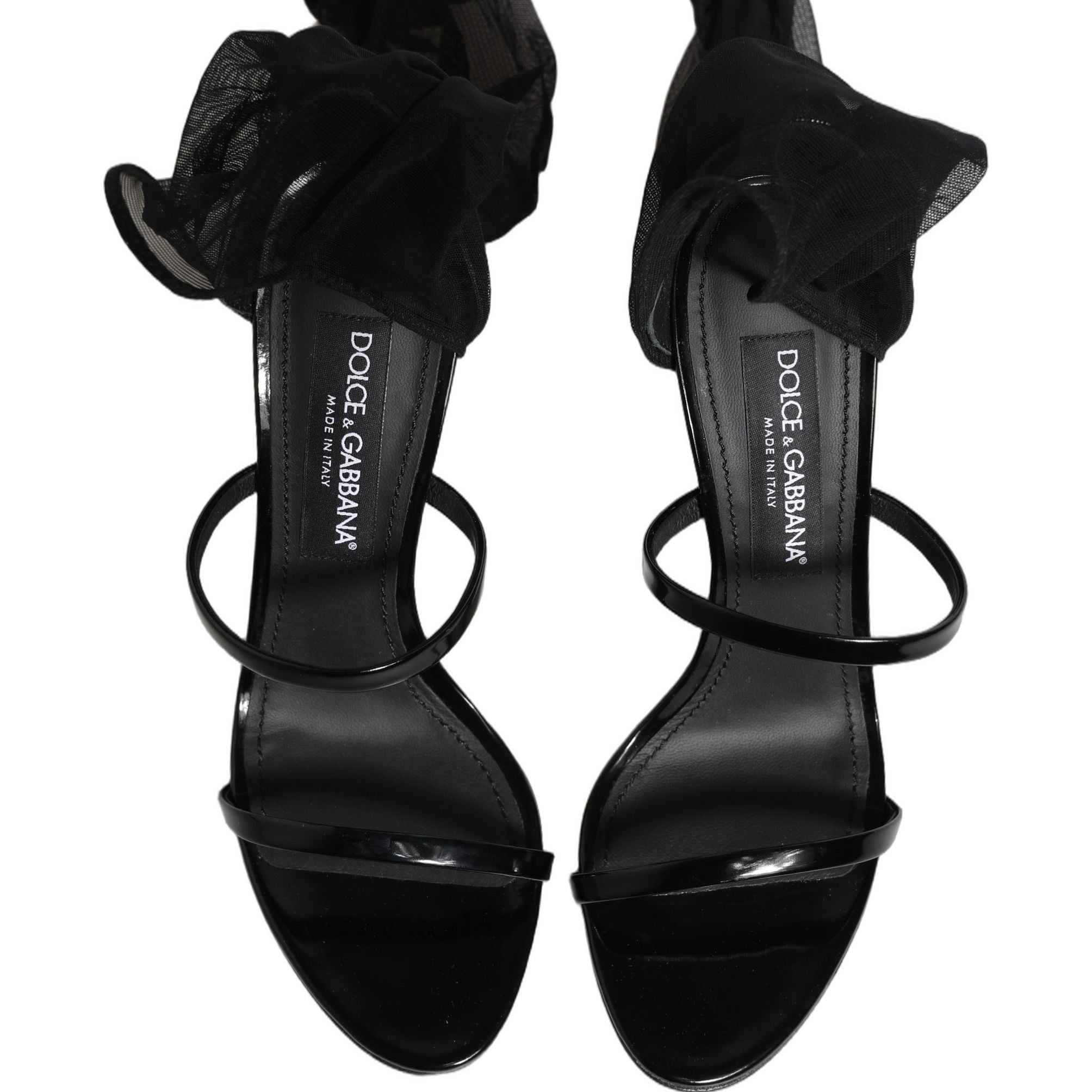 Dolce & Gabbana Black Stiletto Sandals Socks High Boots Shoes