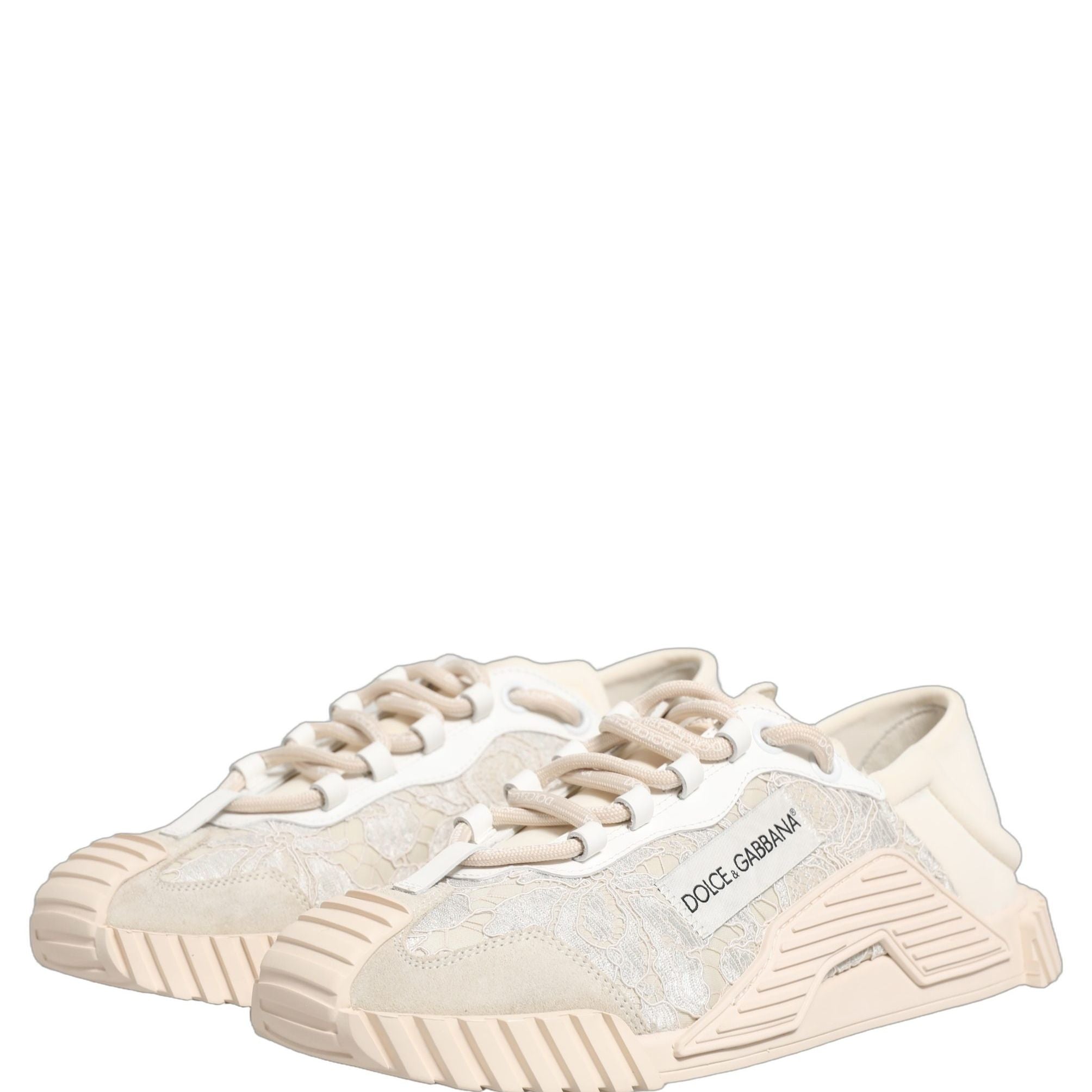 Dolce & Gabbana White Lace NS1 Low Top Sneaker Sports Shoes