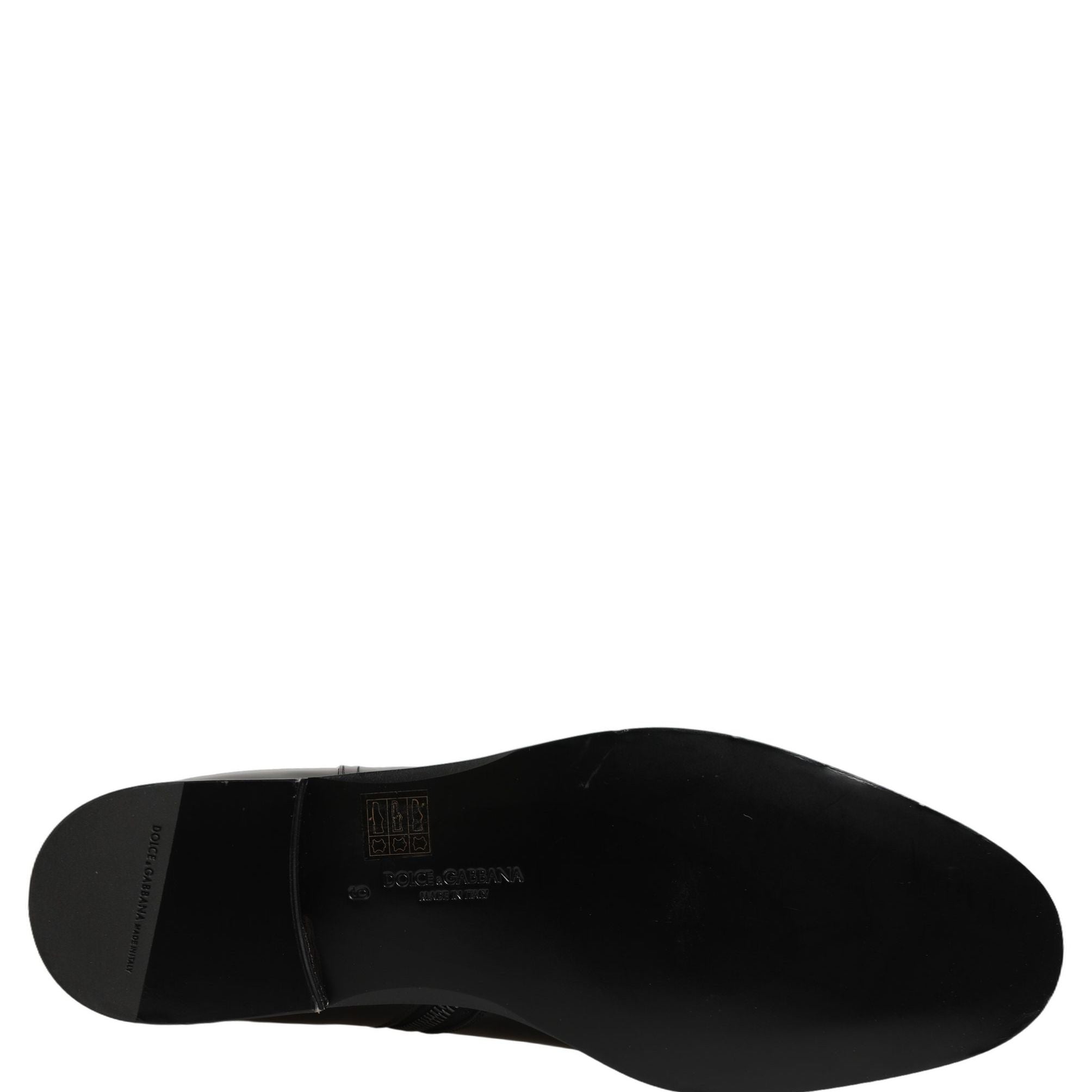 Dolce & Gabbana Black Leather Logo Buckle Mid Calf Boots Shoes