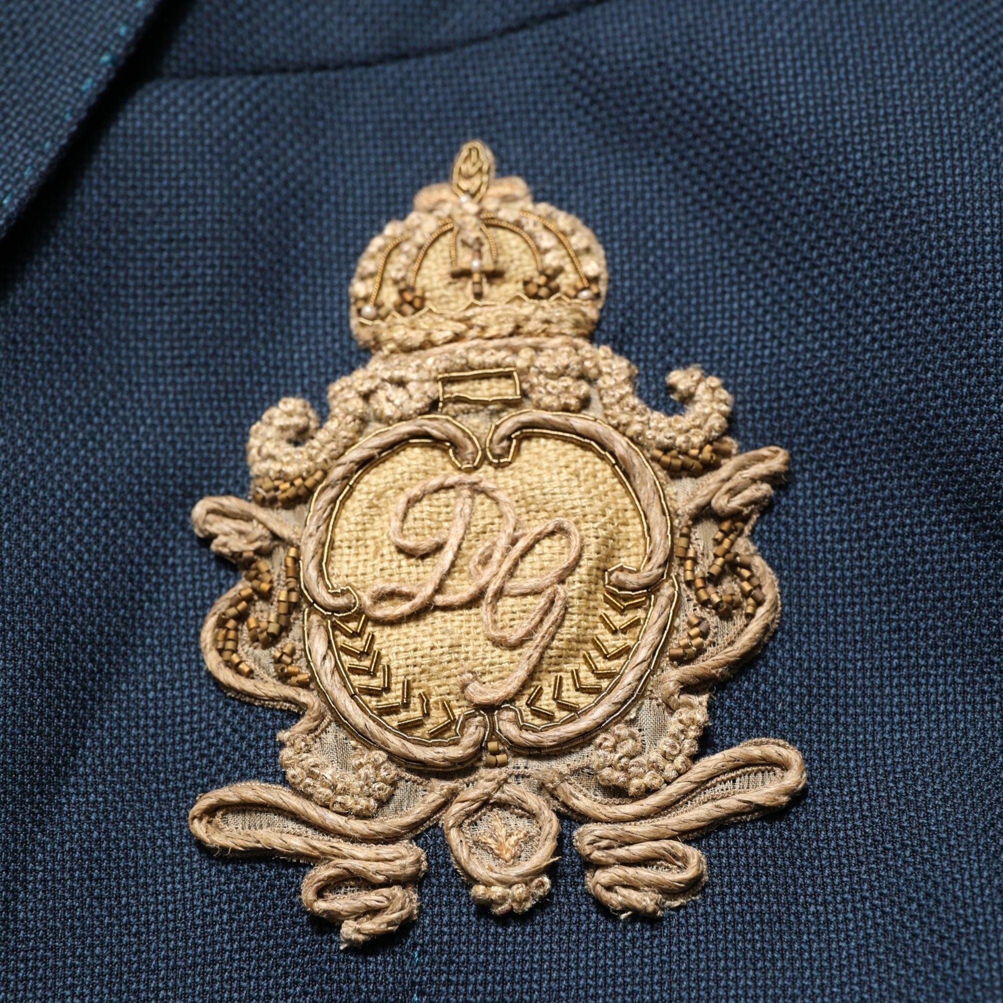 Dolce & Gabbana Blue Wool Logo Single Breasted Coat Blazer