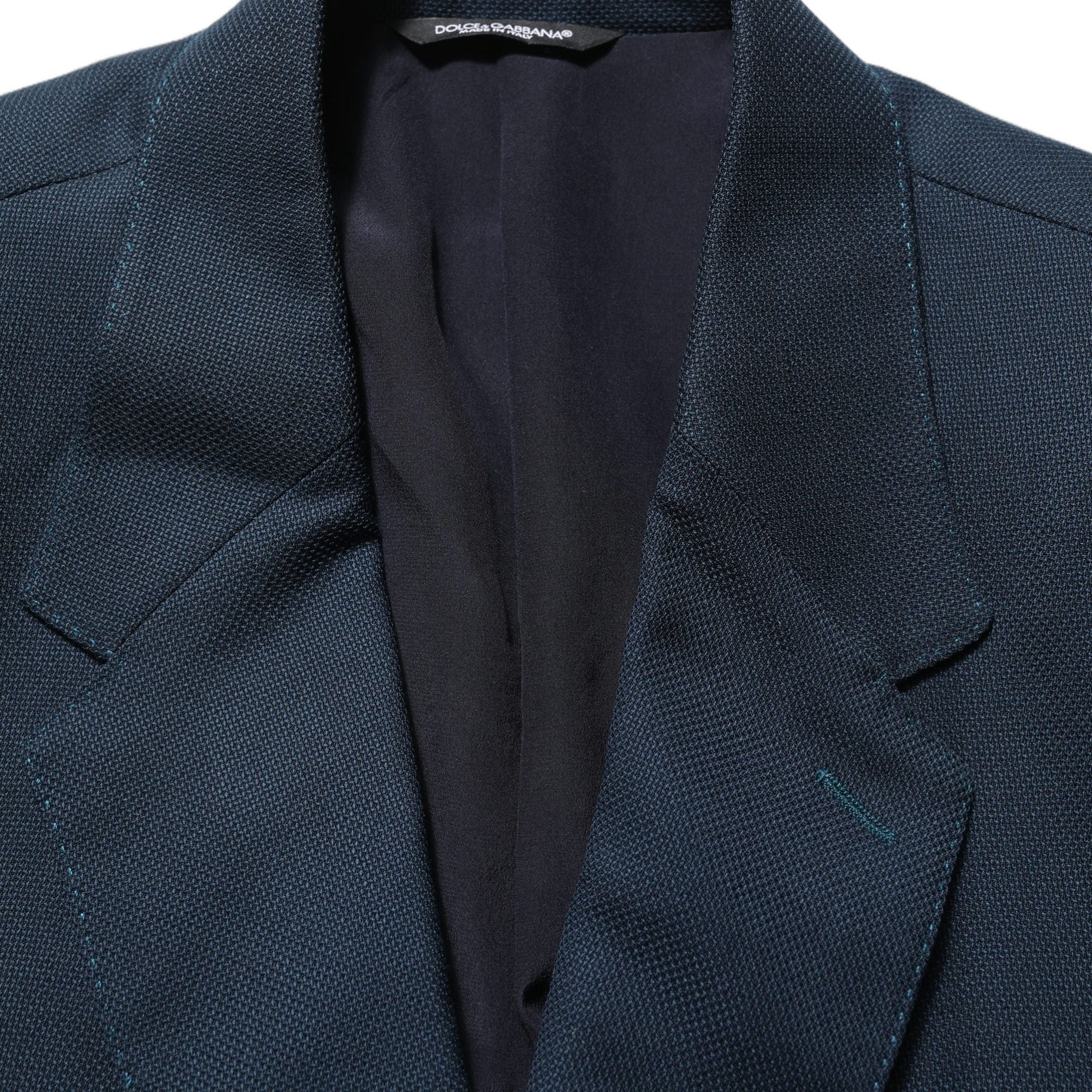 Dolce & Gabbana Blue Wool Logo Single Breasted Coat Blazer