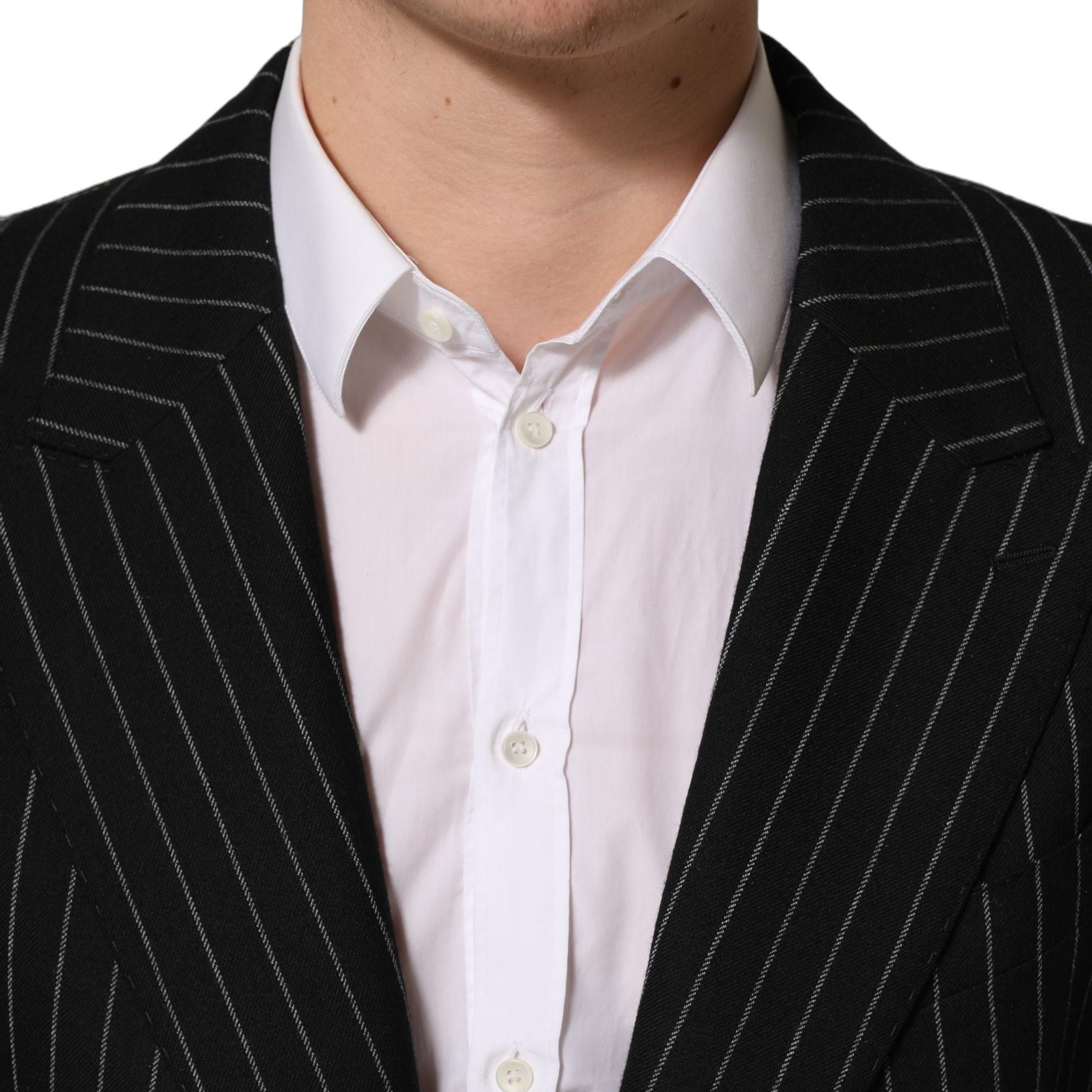 Dolce & Gabbana Black Stripes Wool Single Breasted Blazer