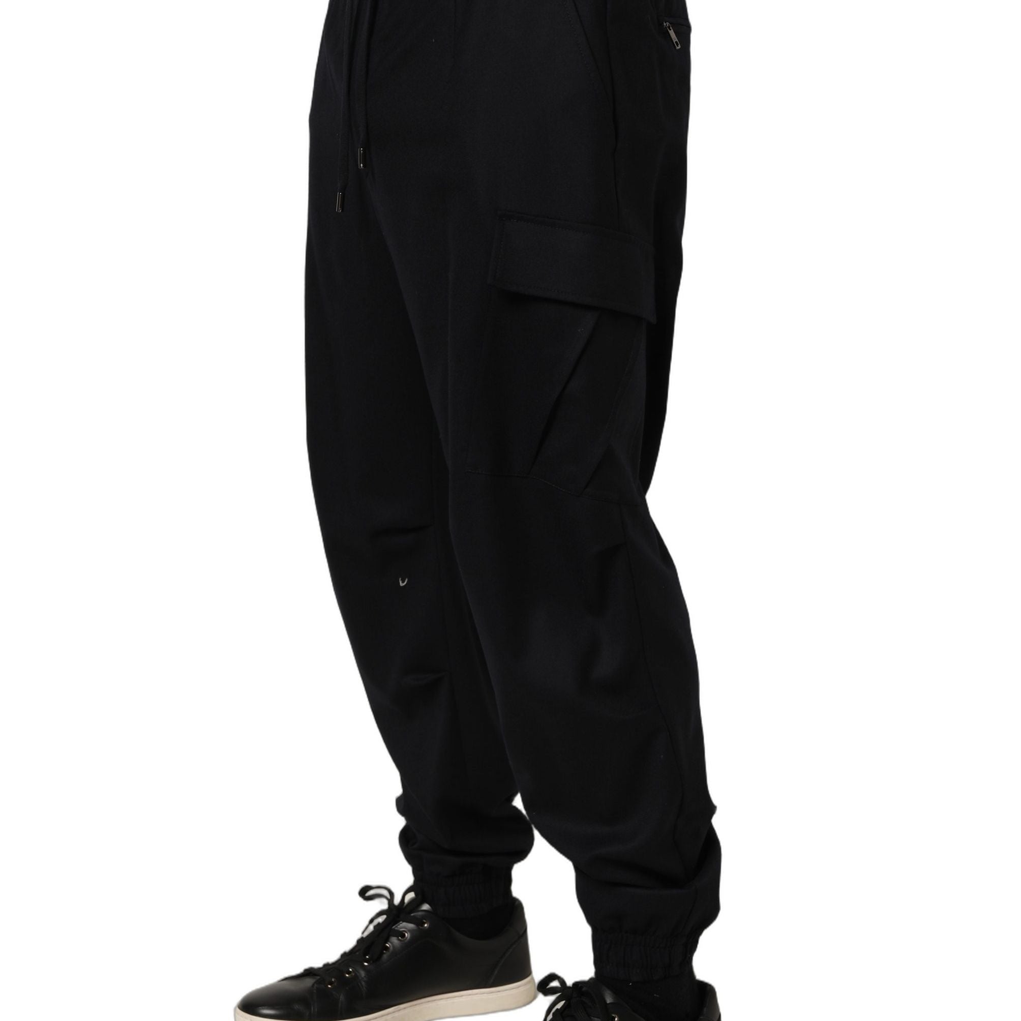 Dolce & Gabbana Black Mid Waist Cargo Jogger Sweatpants Pants