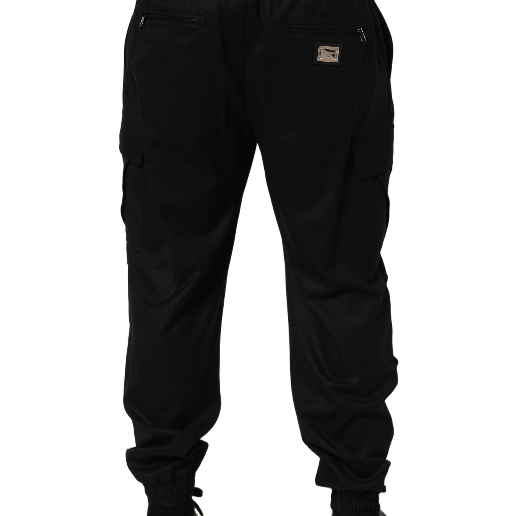 Dolce & Gabbana Black Mid Waist Cargo Jogger Sweatpants Pants