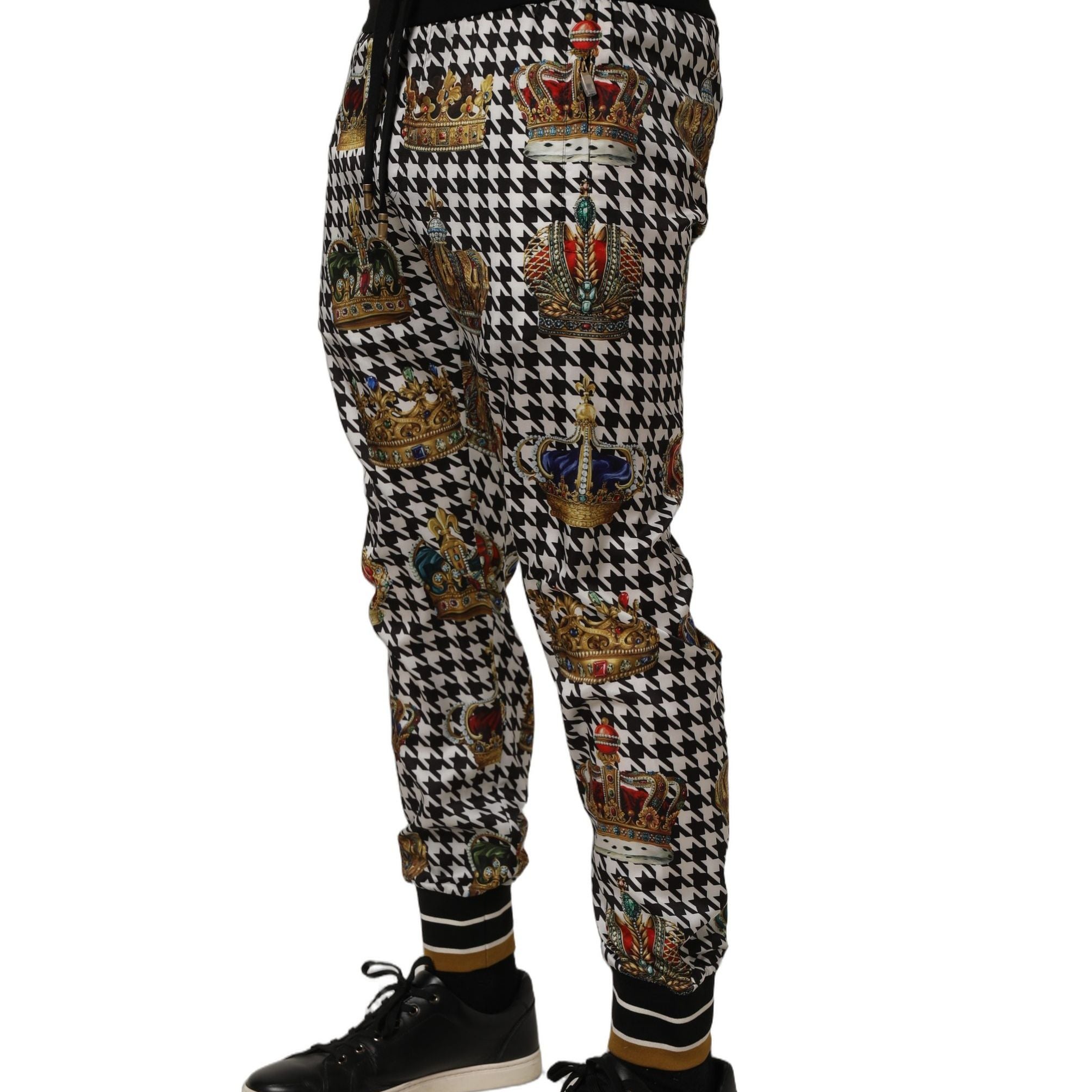 Dolce & Gabbana Multicolor Houndstooth Crown Men Sweatpants Pants