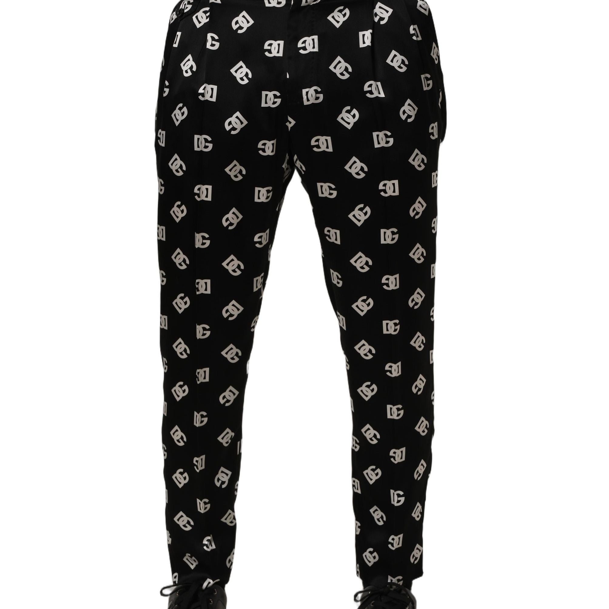 Dolce & Gabbana Black Silk Skinny Leg Dress Men Trouser Pants