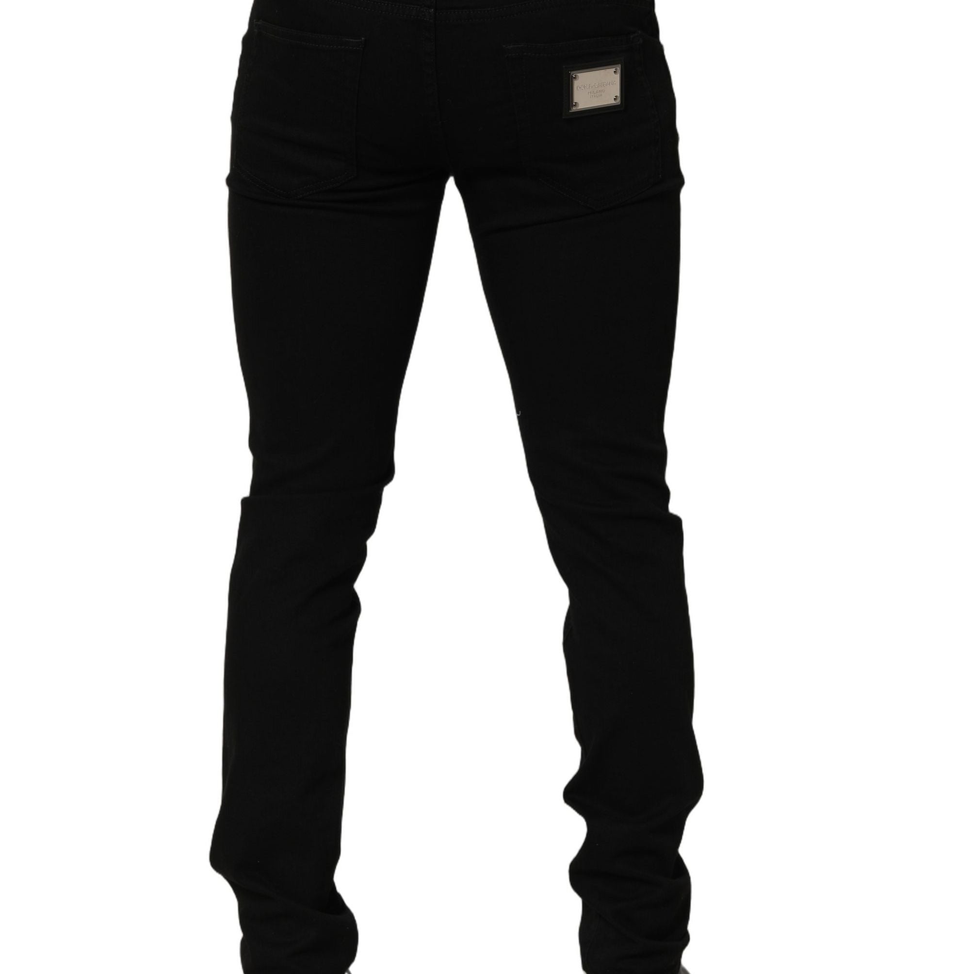 Dolce & Gabbana Black Embellished Cotton Skinny Denim Jeans