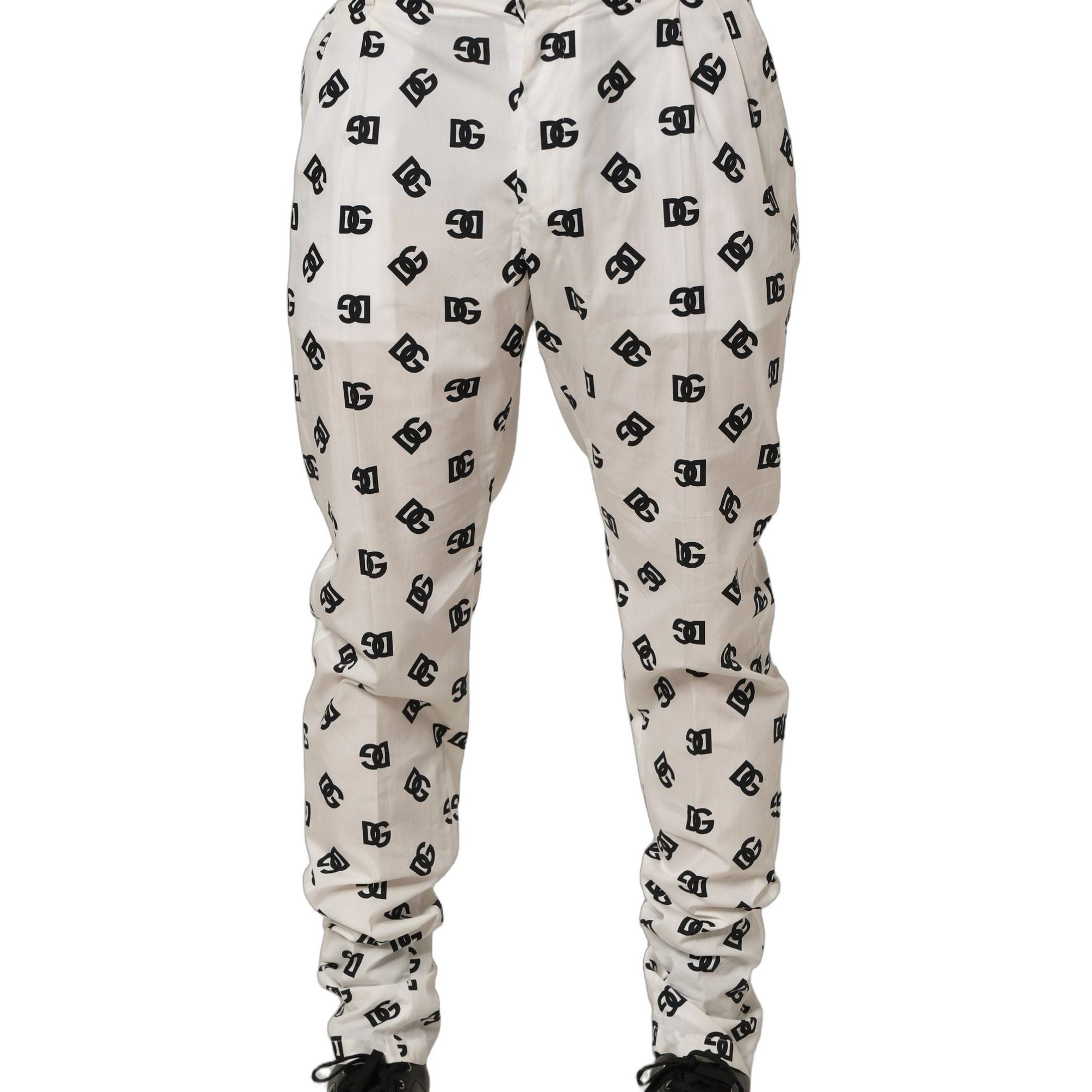Dolce & Gabbana White Logo Skinny Leg Dress Men Trouser Pants
