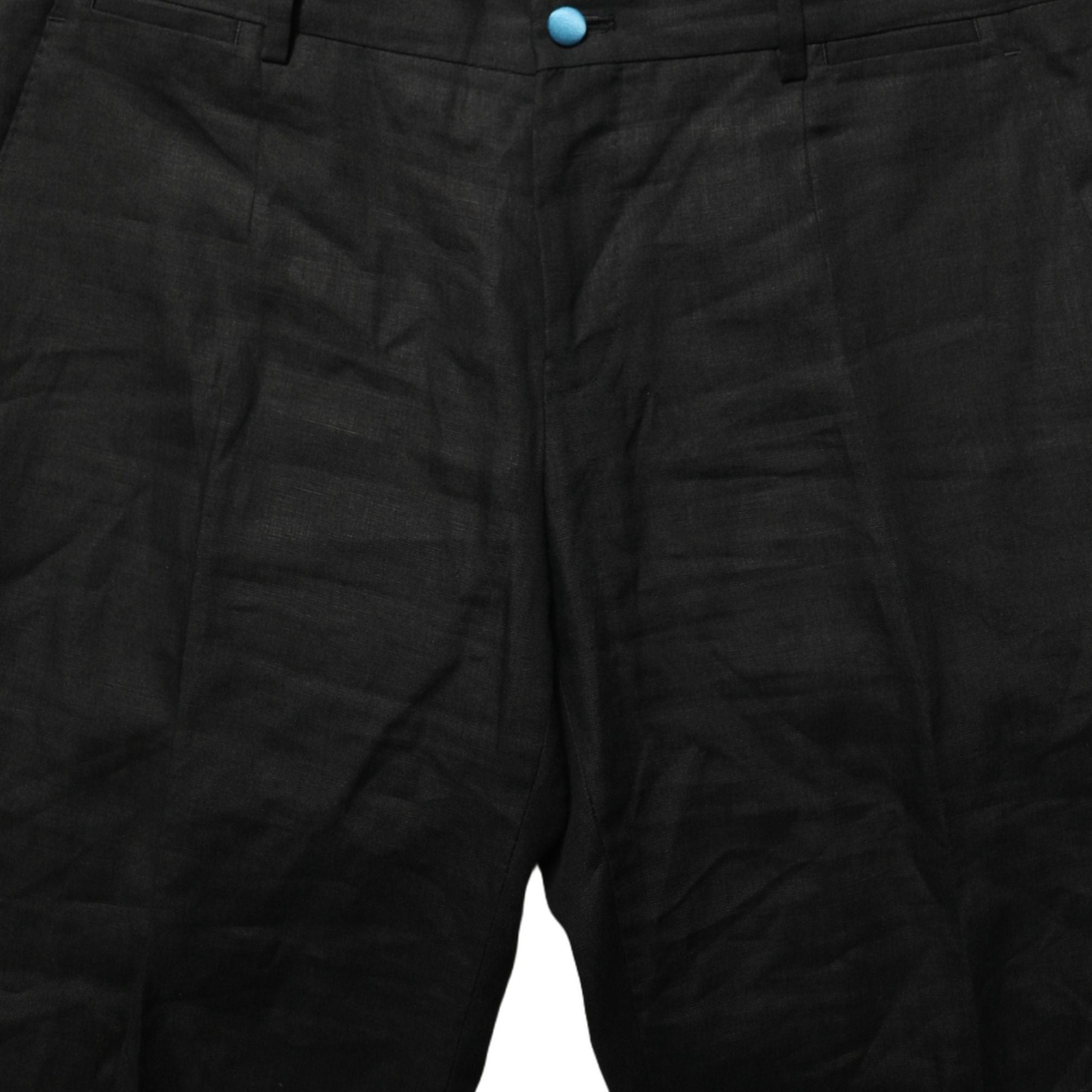 Dolce & Gabbana Black Linen Skinny Leg Dress Trouser Pants