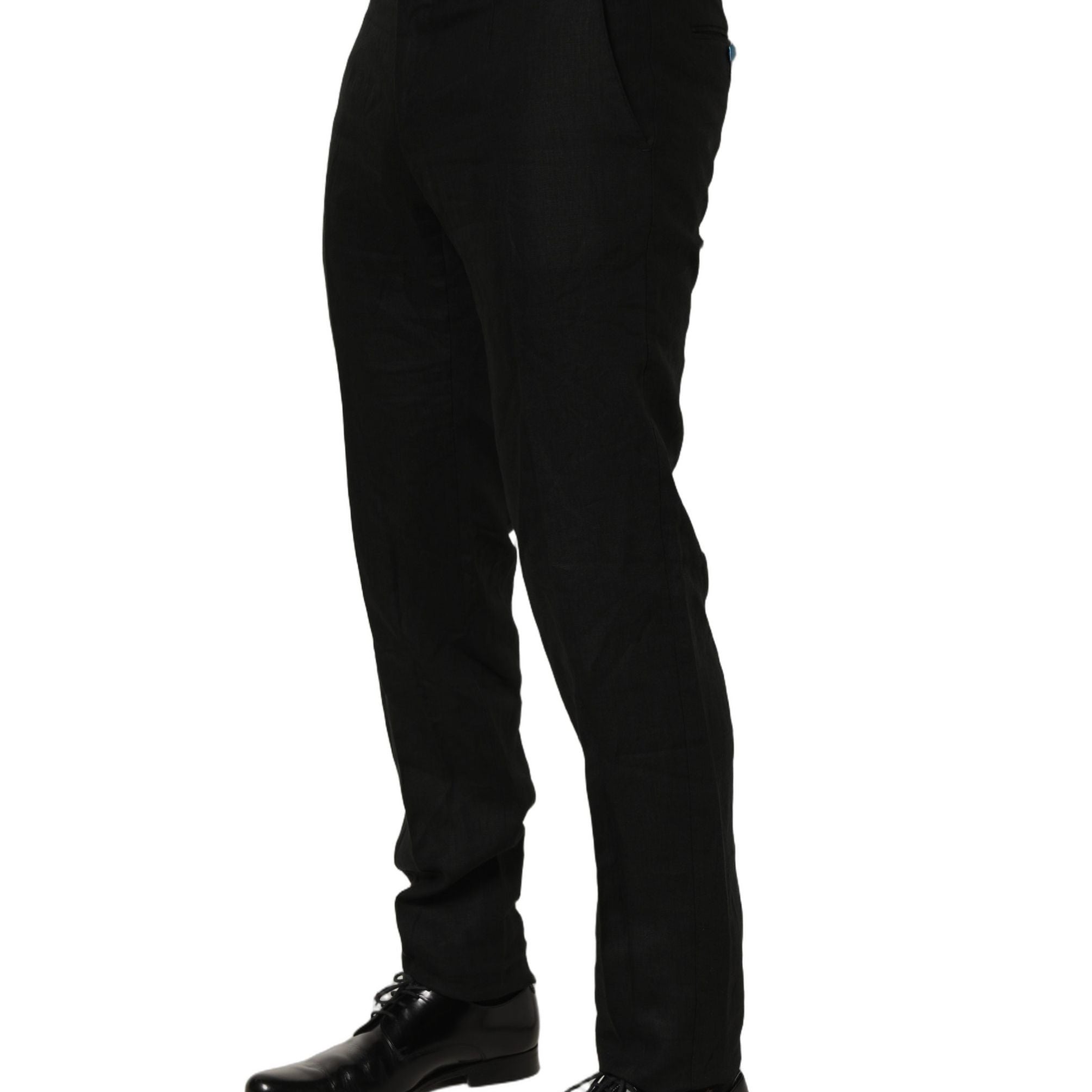 Dolce & Gabbana Black Linen Skinny Leg Dress Trouser Pants