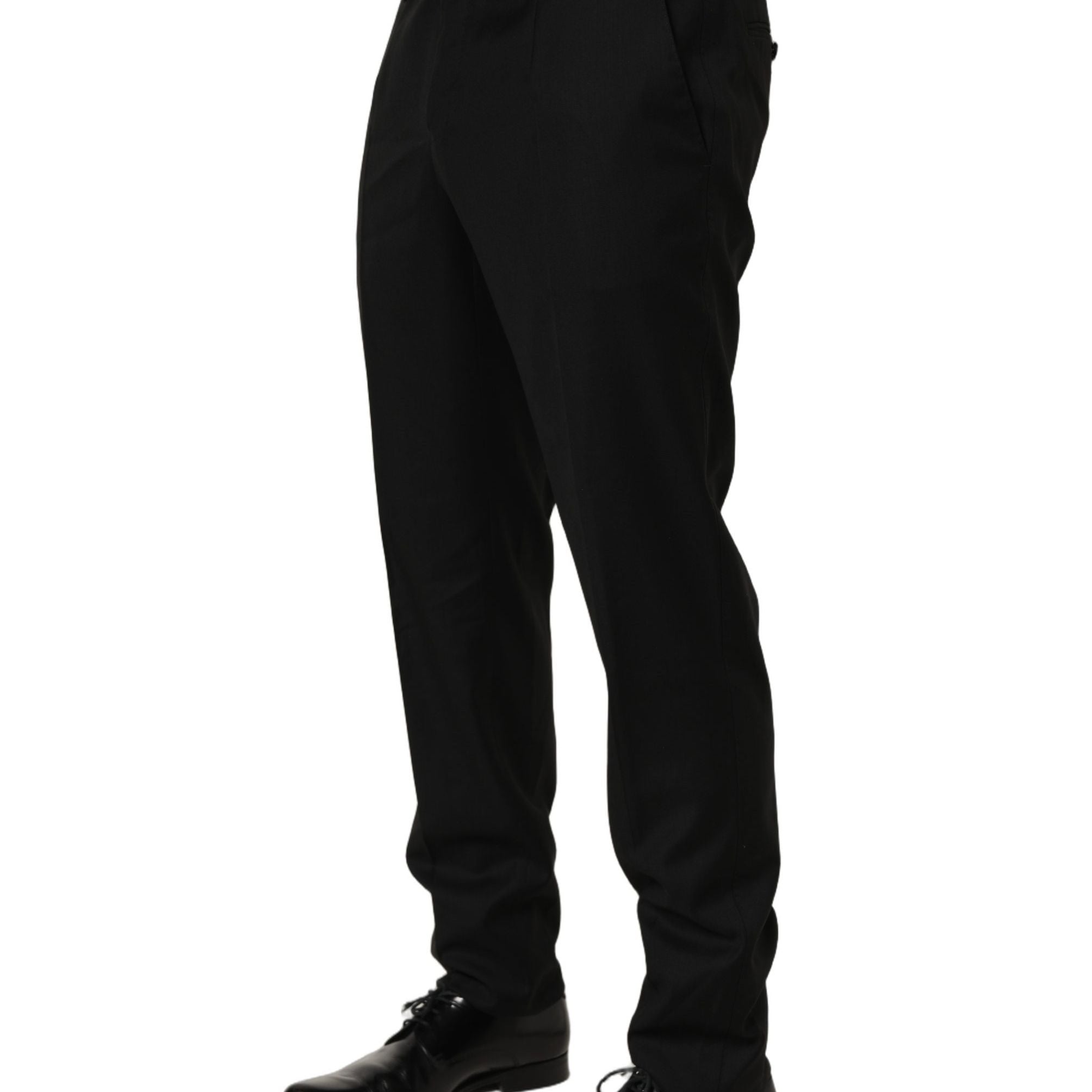 Dolce & Gabbana Black Wool Skinny Leg Dress Trouser Pants