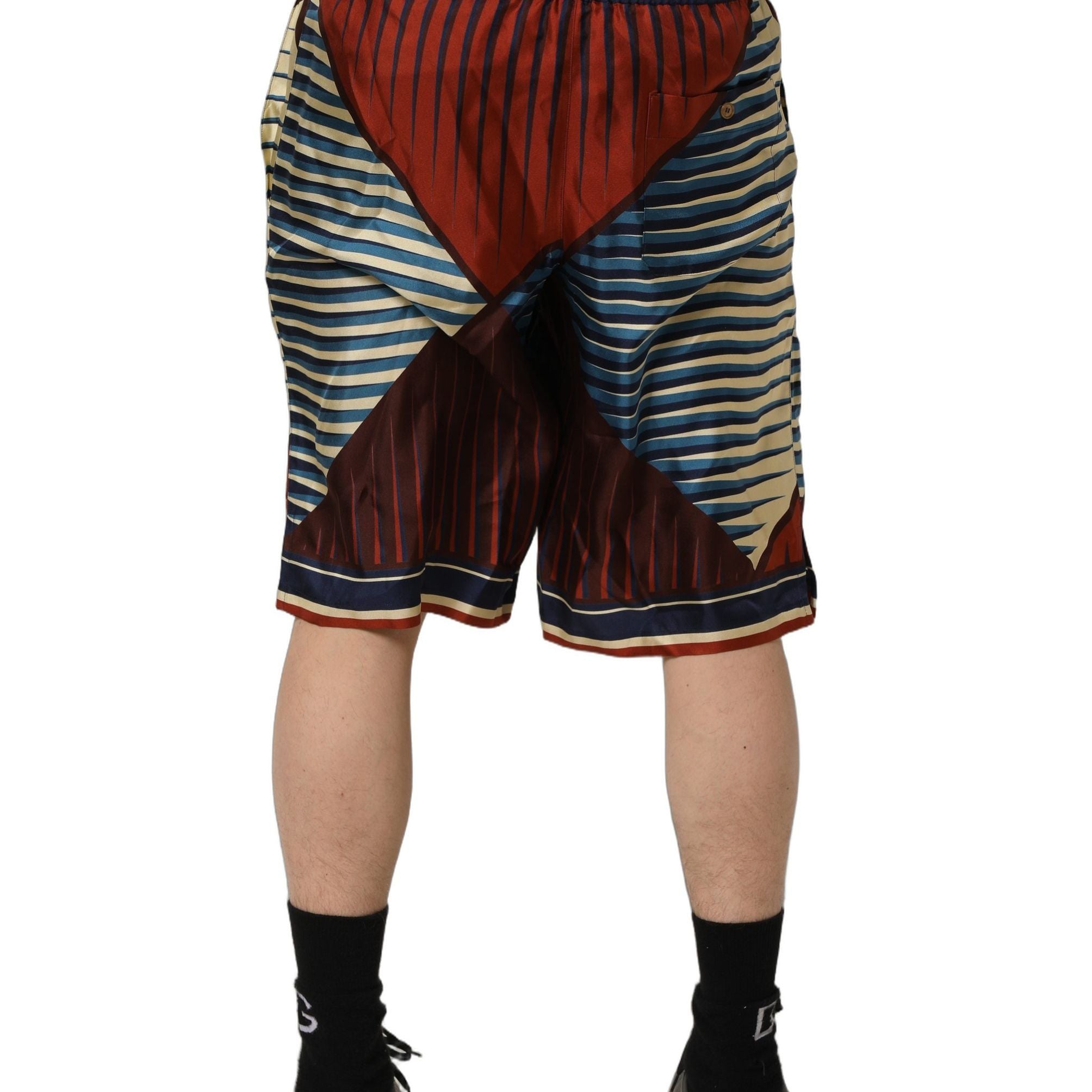 Dolce & Gabbana Multicolor Geometric Silk Men Bermuda Shorts