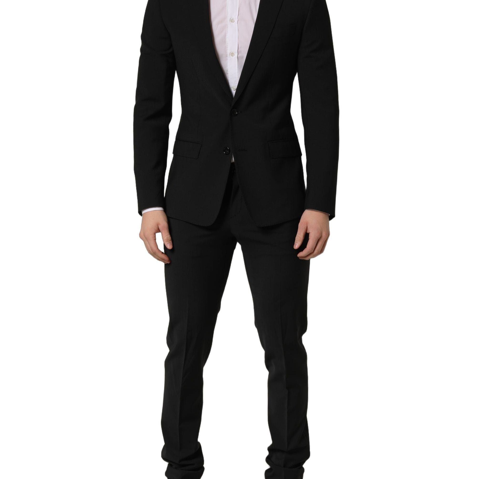 Dolce & Gabbana Black Wool Slim Fit Formal 2 Piece Men Suit