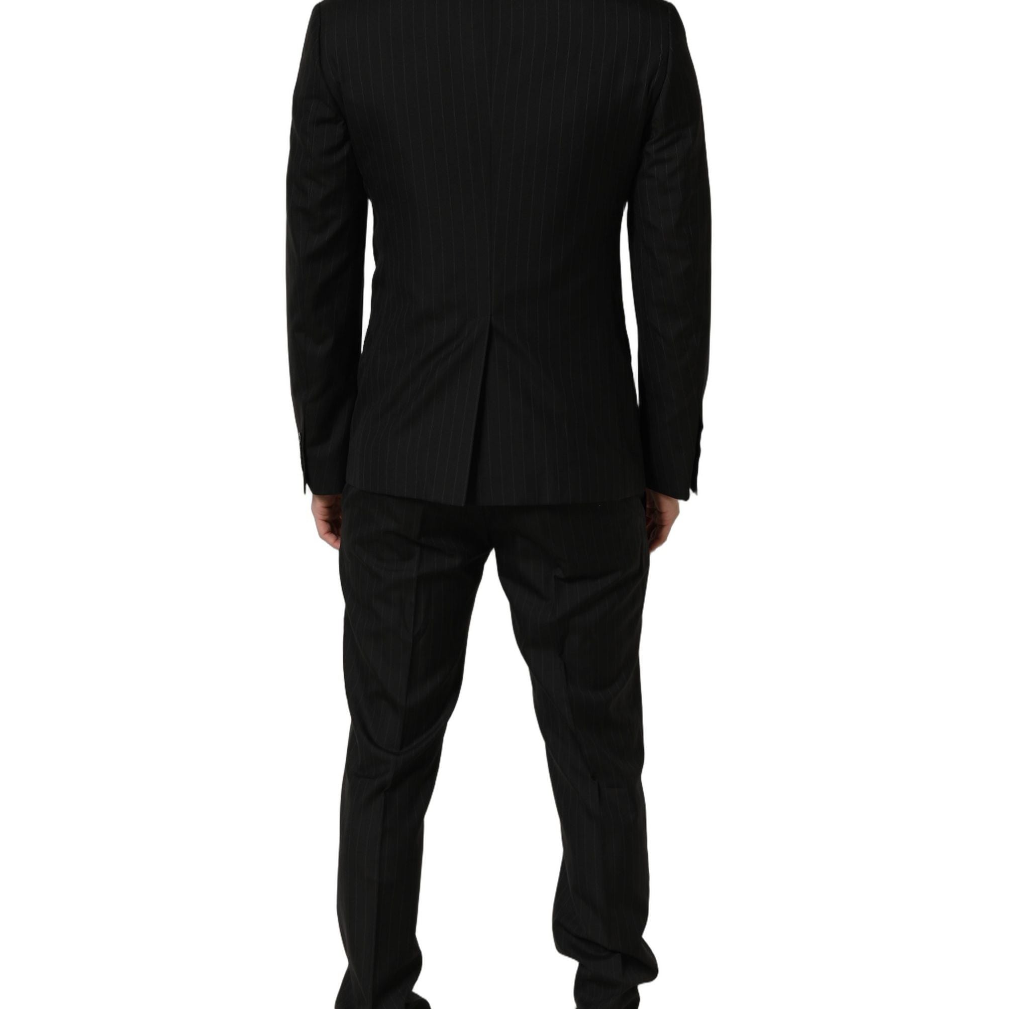 Dolce & Gabbana Black Stripes Slim Fit Formal 3 Piece Suit