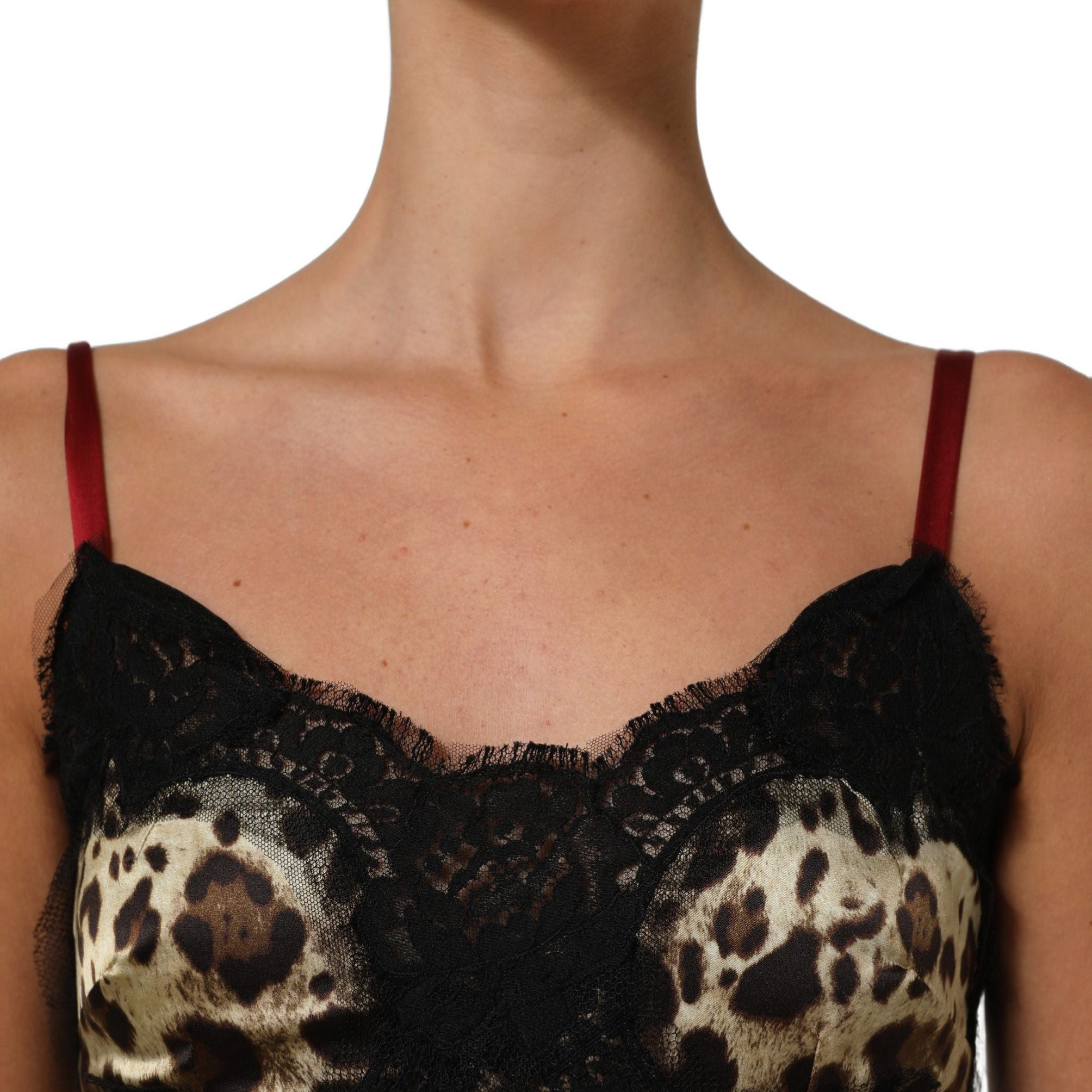Dolce & Gabbana Multicolor Floral Leopard Silk Lace Trim Mini Dress