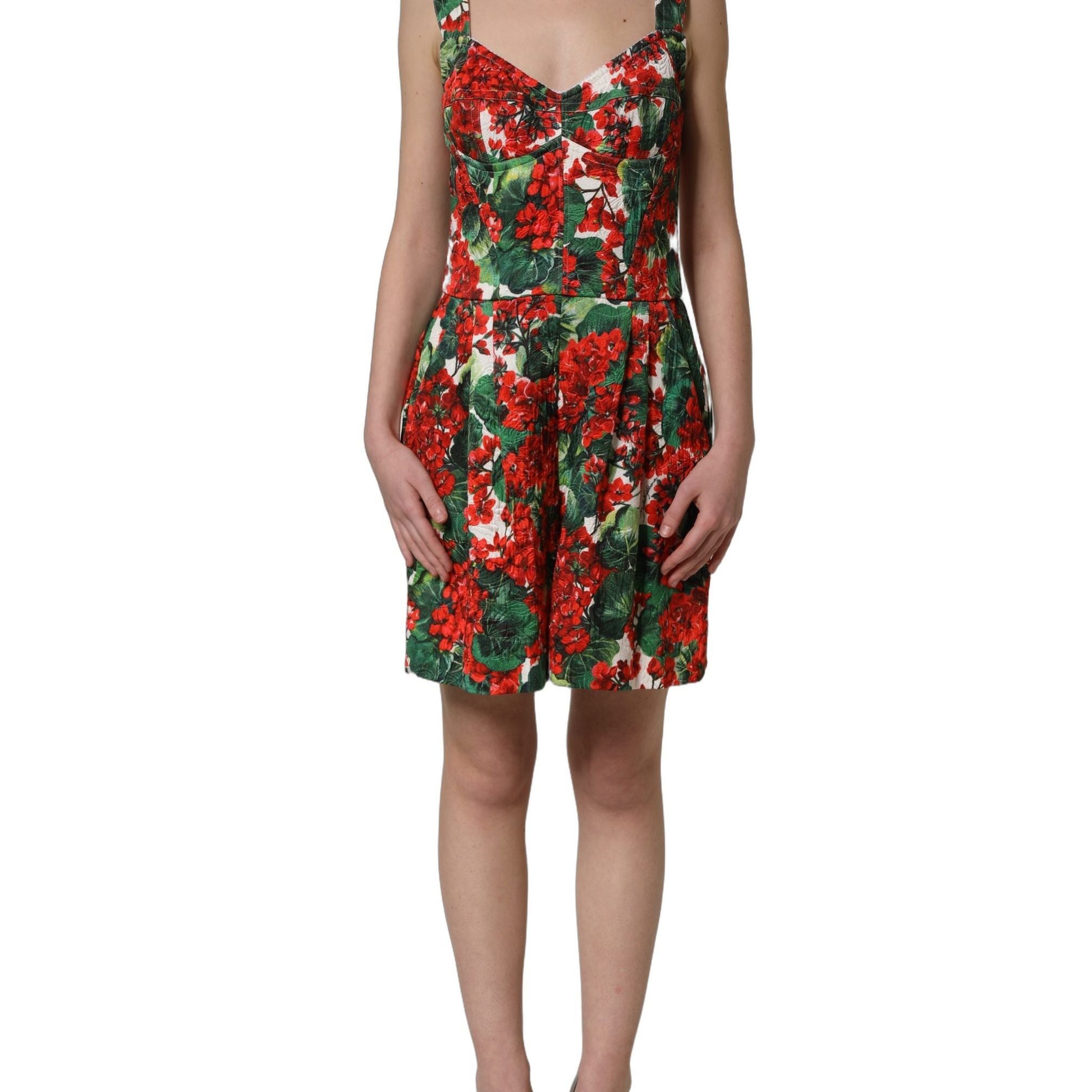 Dolce & Gabbana Multicolor Geranium Print A-line Mini Dress
