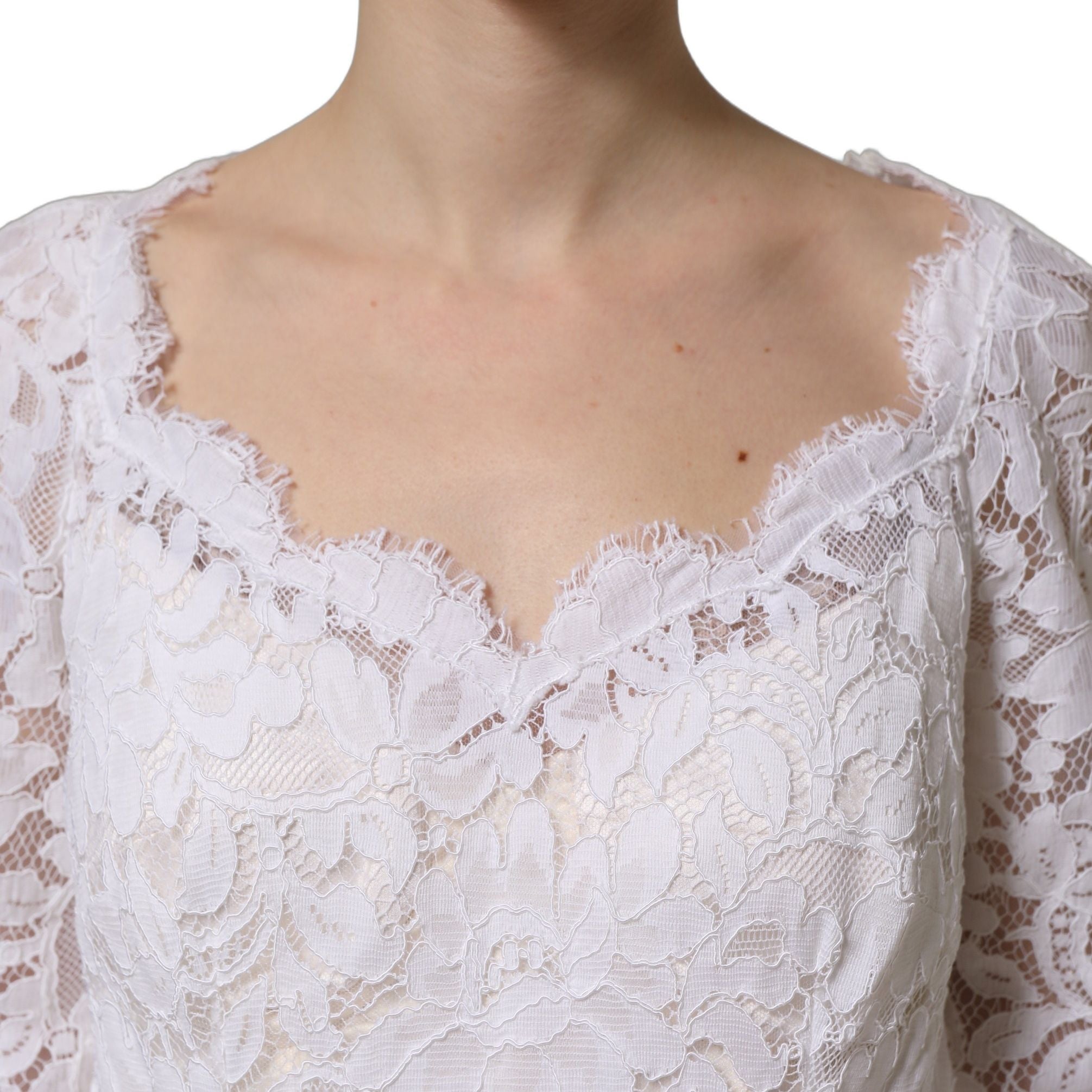 Dolce & Gabbana White Floral Lace Mermaid Long Gown Dress