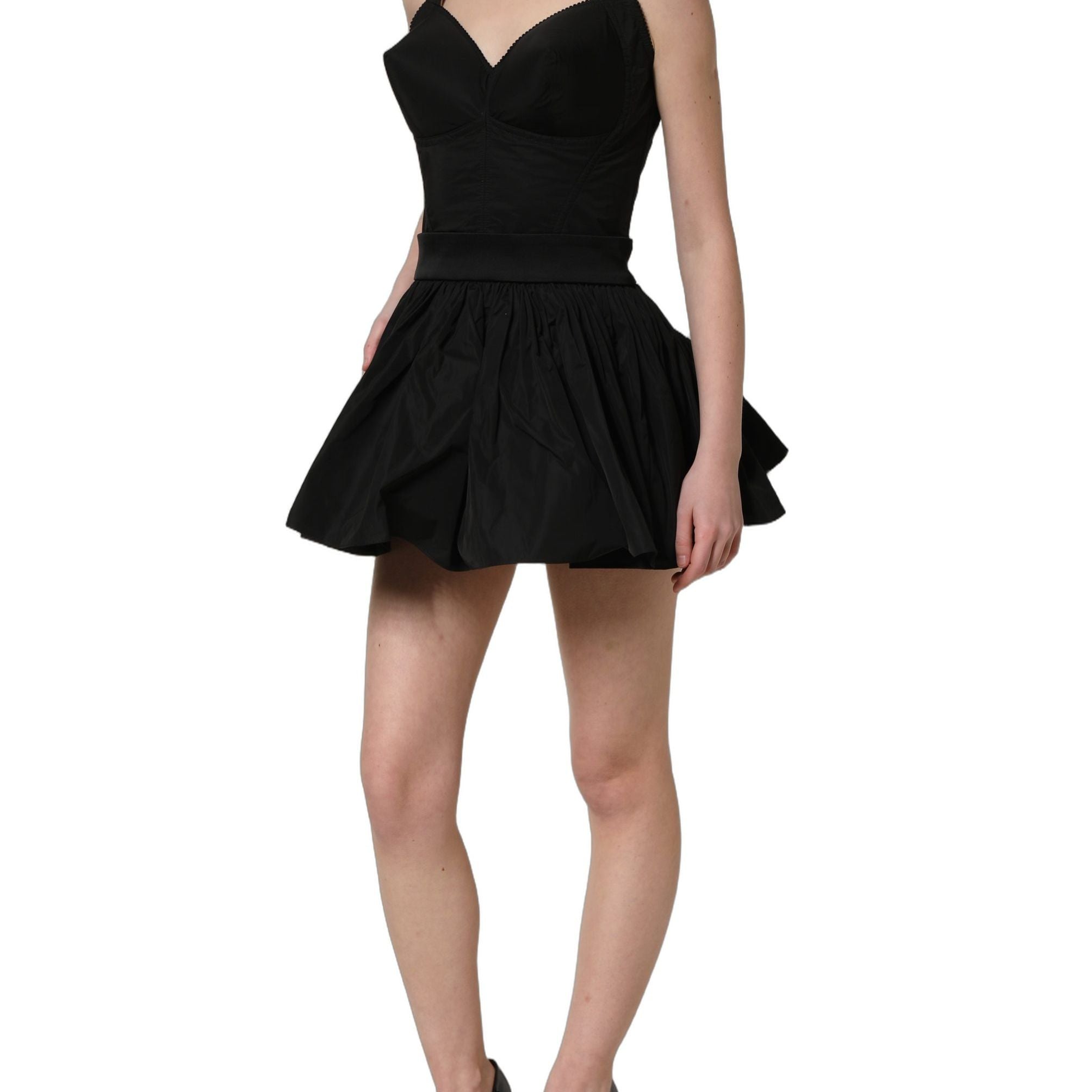 Dolce & Gabbana Black Nylon A-Line Sleeveless Mini Dress