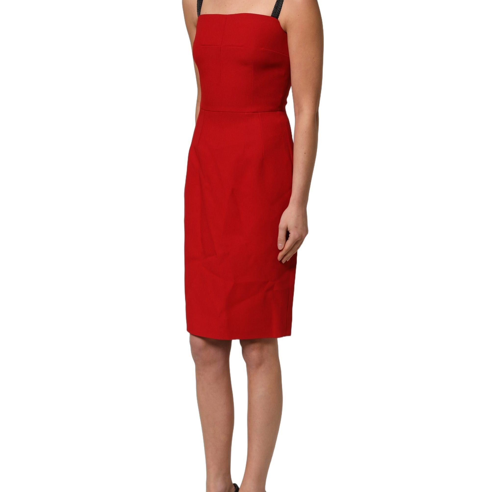 Dolce & Gabbana Red Stretch Bodycon Sheath Knee Length Dress