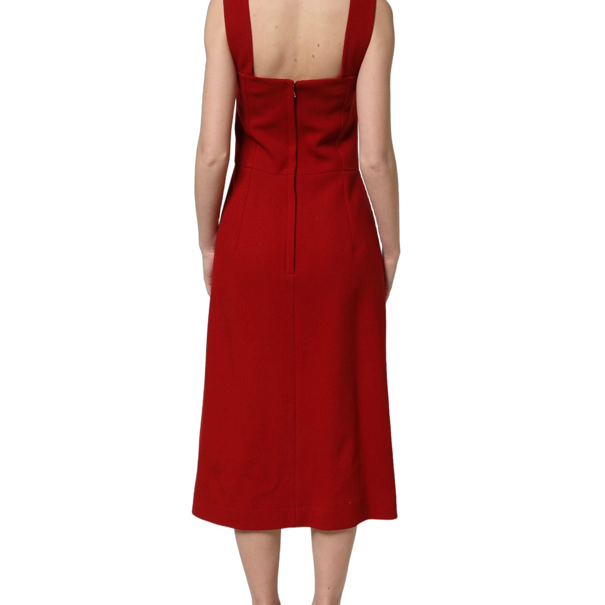 Dolce & Gabbana Two Tone Pink Wool Sleeveless Midi Dress
