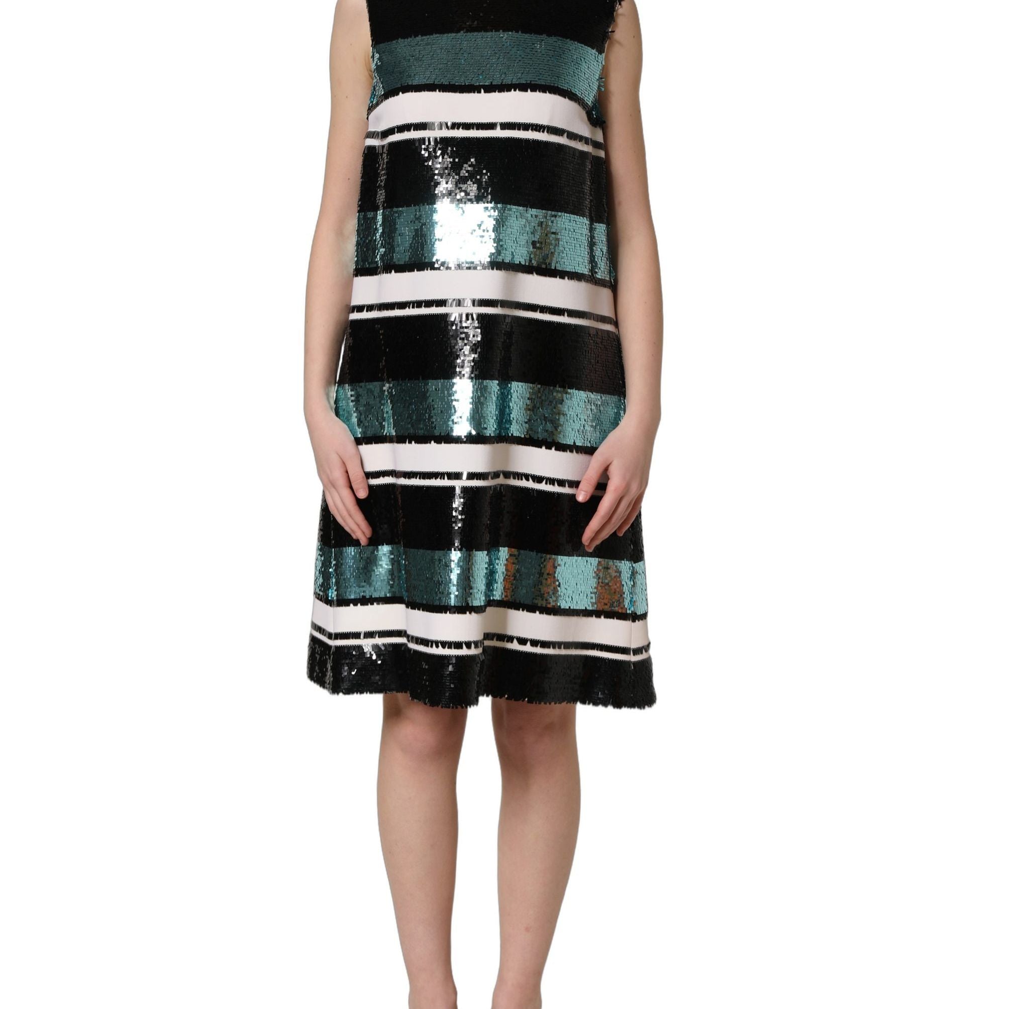 Dolce & Gabbana Multicolor Sequined Sleeveless Shift Dress