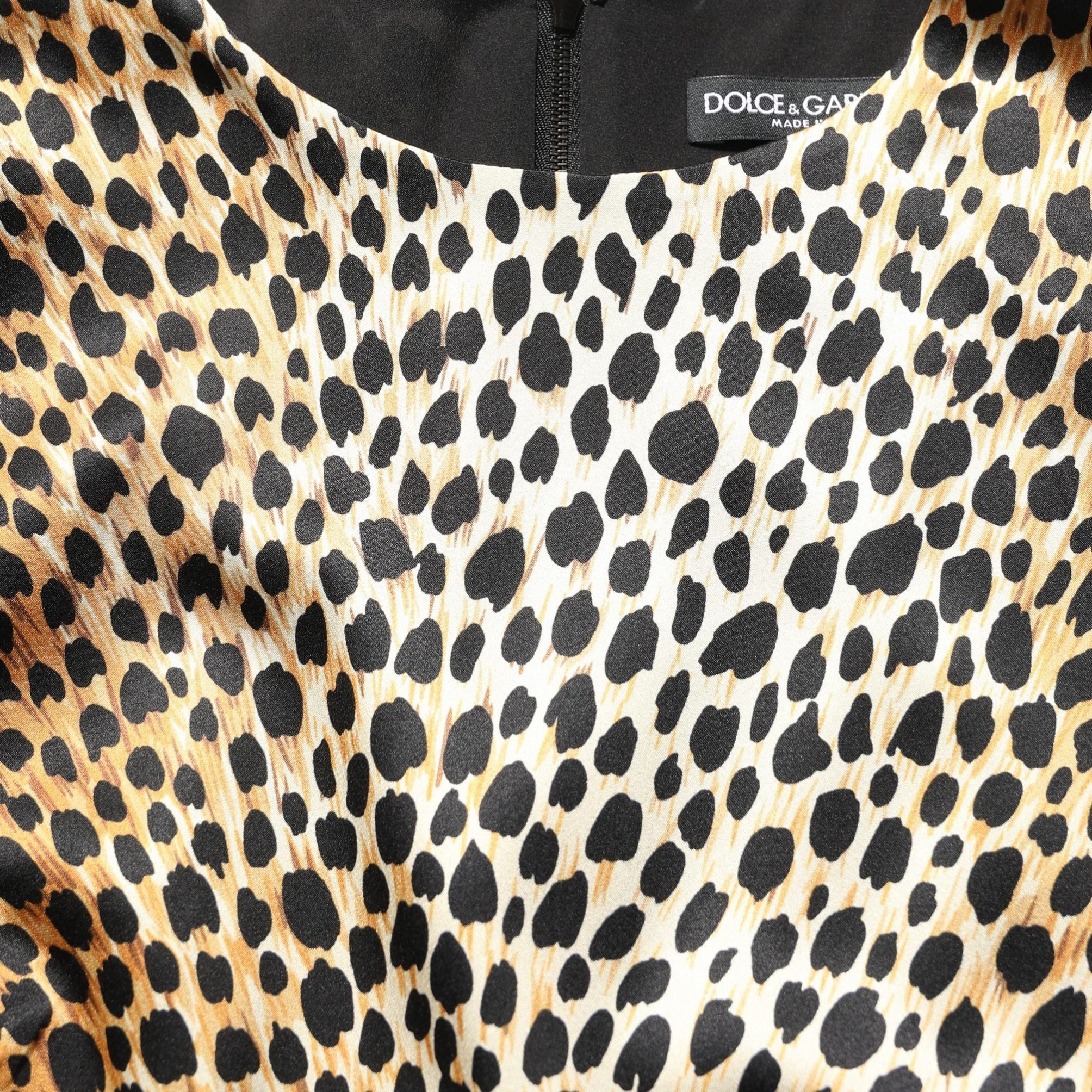 Dolce & Gabbana Brown Ocelot Print Long Sleeve Mini Dress