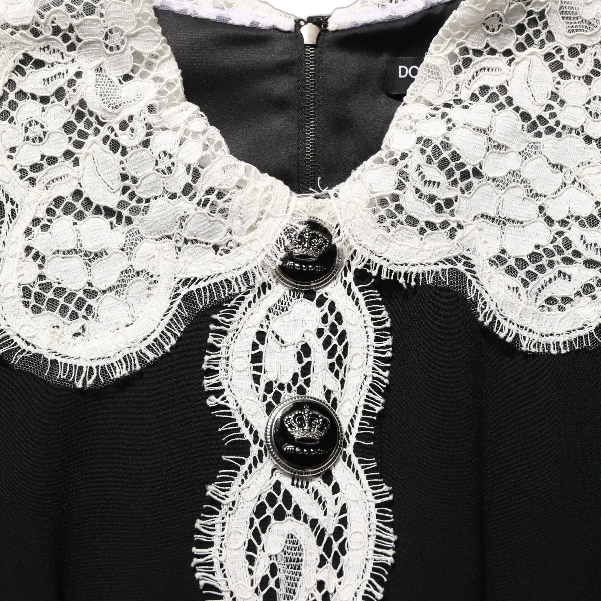 Dolce & Gabbana Black Lace Detailing Long Sleeves Midi Dress