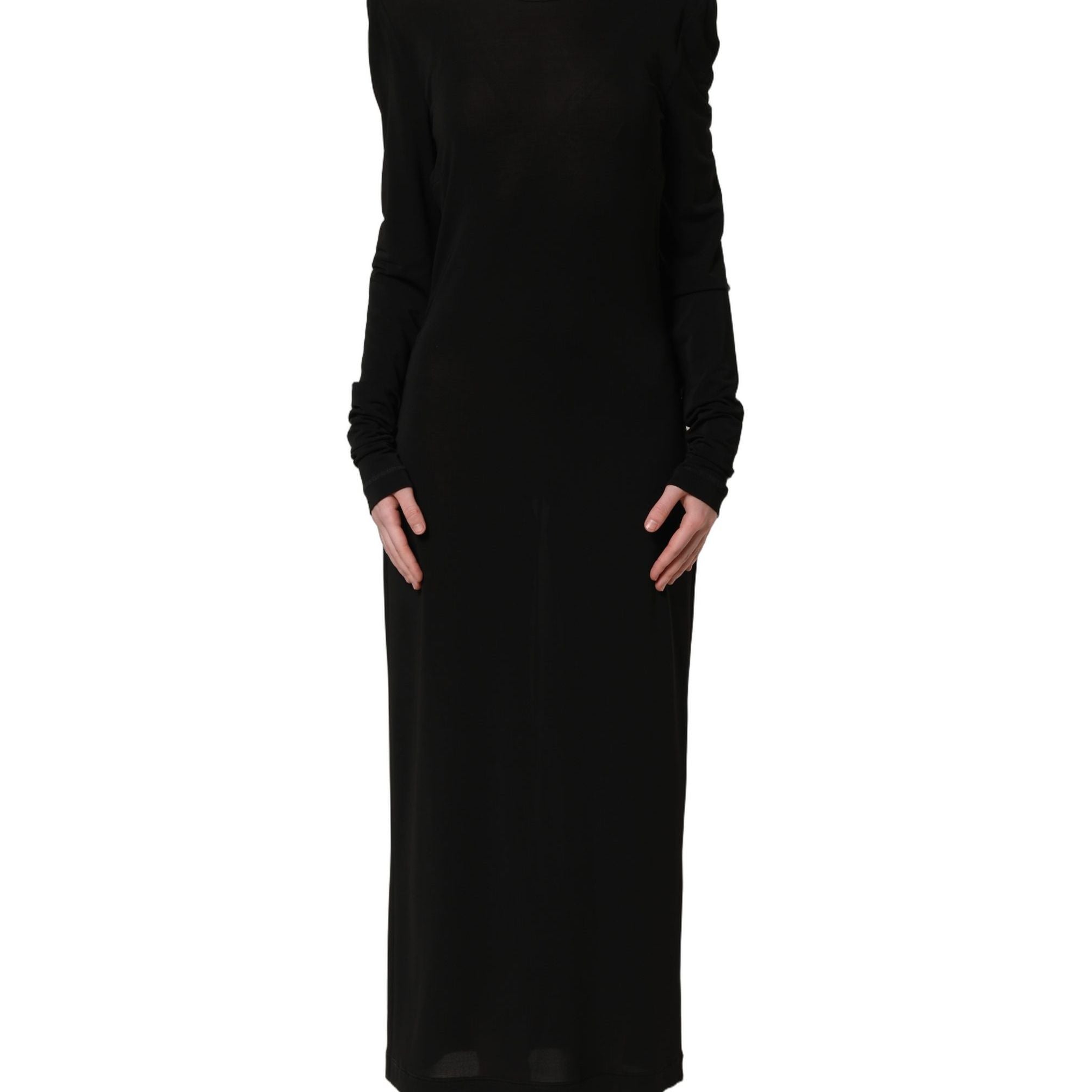 Dolce & Gabbana Black Cotton Long Sleeves Sheath Maxi Dress