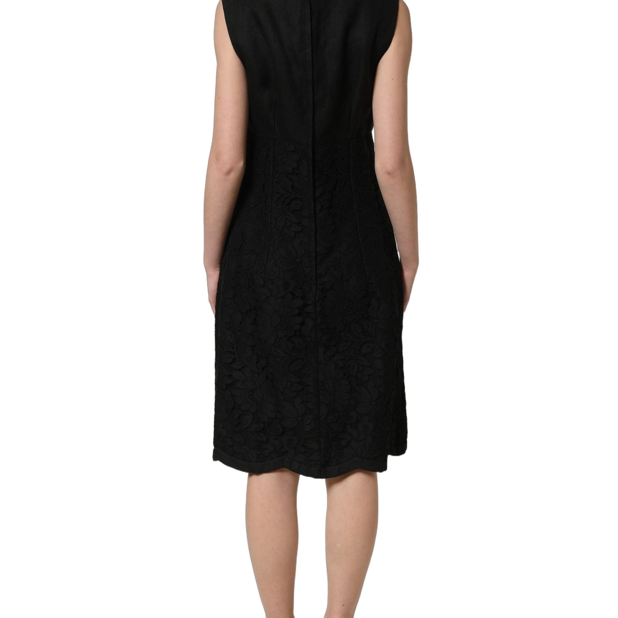 Dolce & Gabbana Black Floral Lace Sleeveless Shift Dress