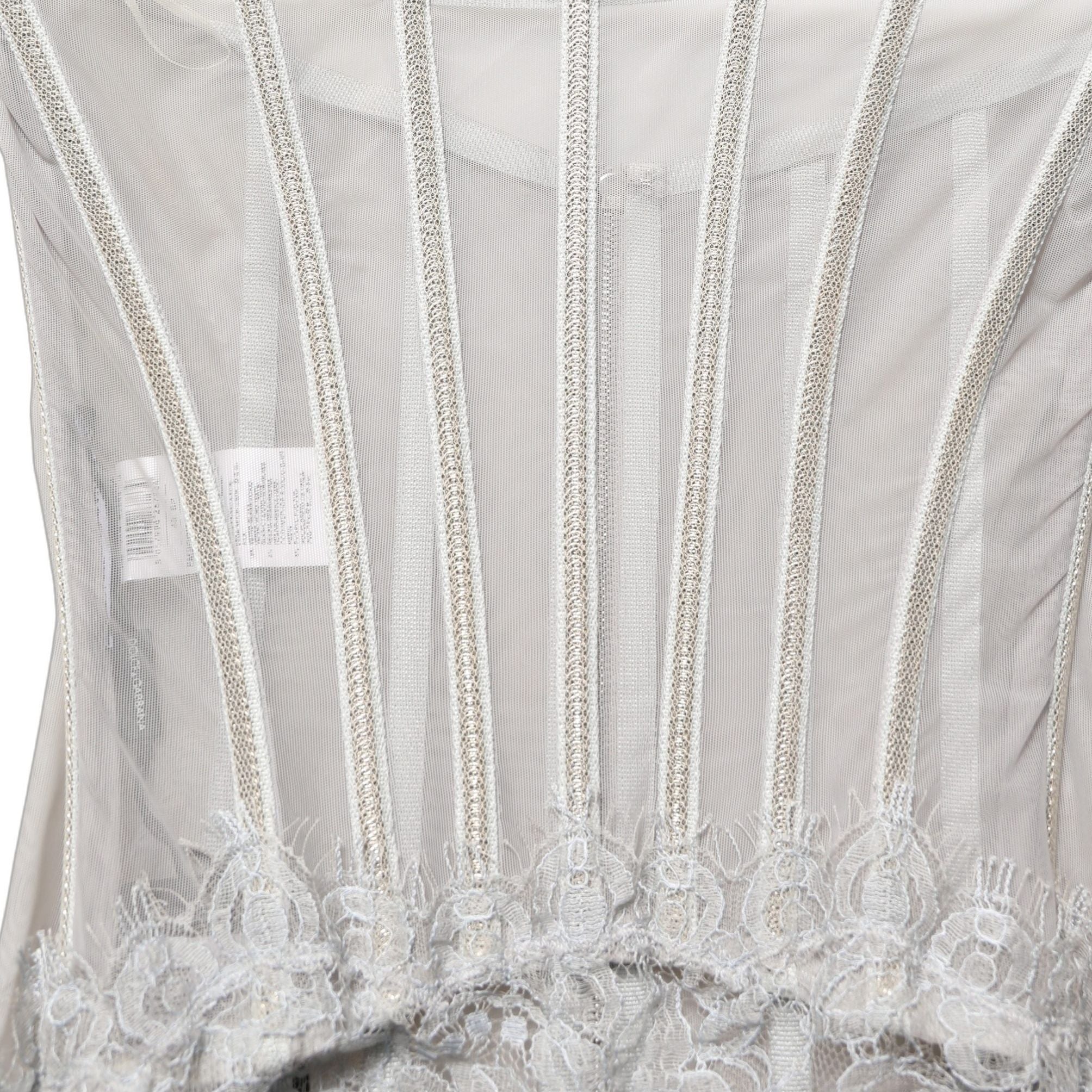 Dolce & Gabbana Gray Lace Corset Style Bodice Maxi Dress