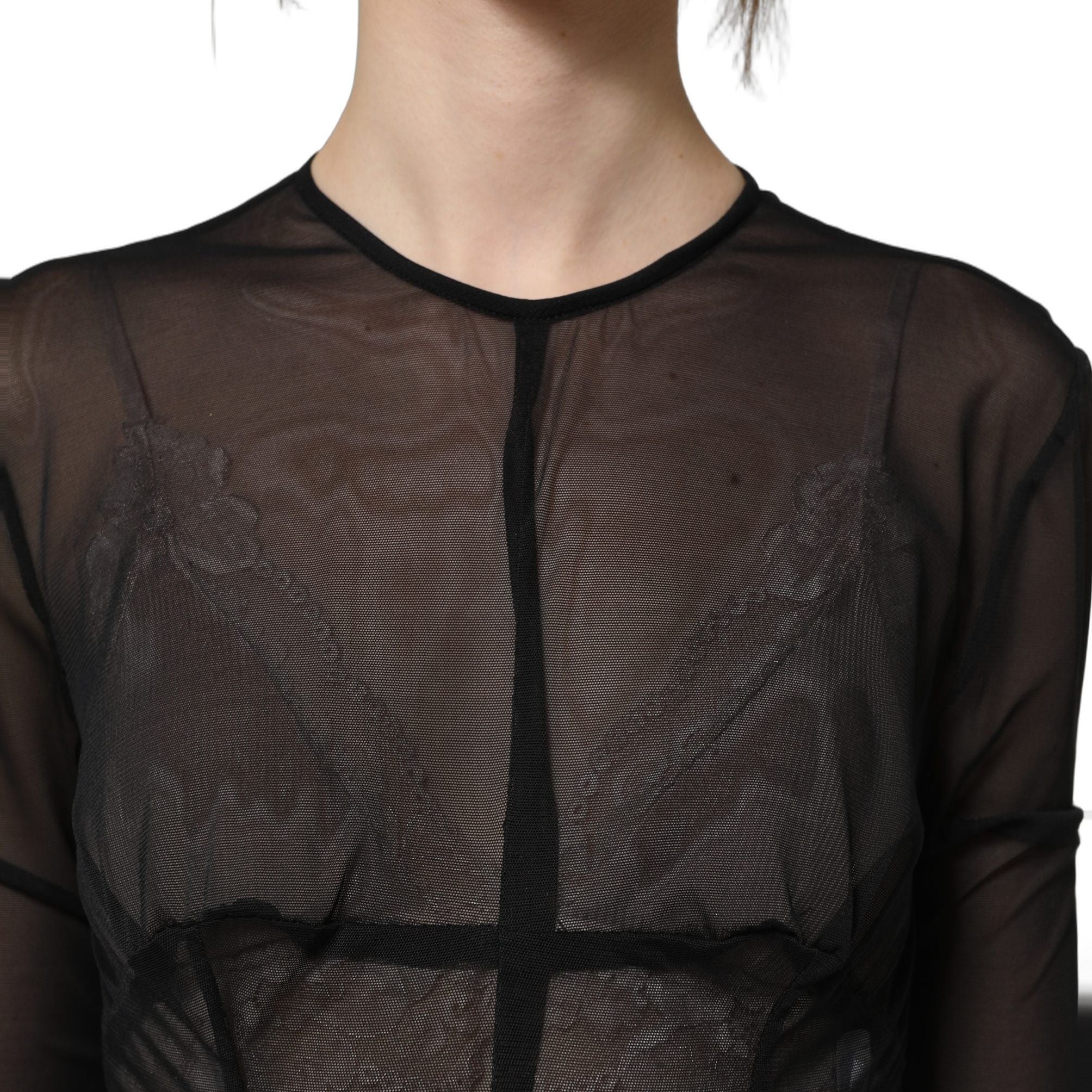 Dolce & Gabbana Black Long Sleeve Sheer Fitted Maxi Dress