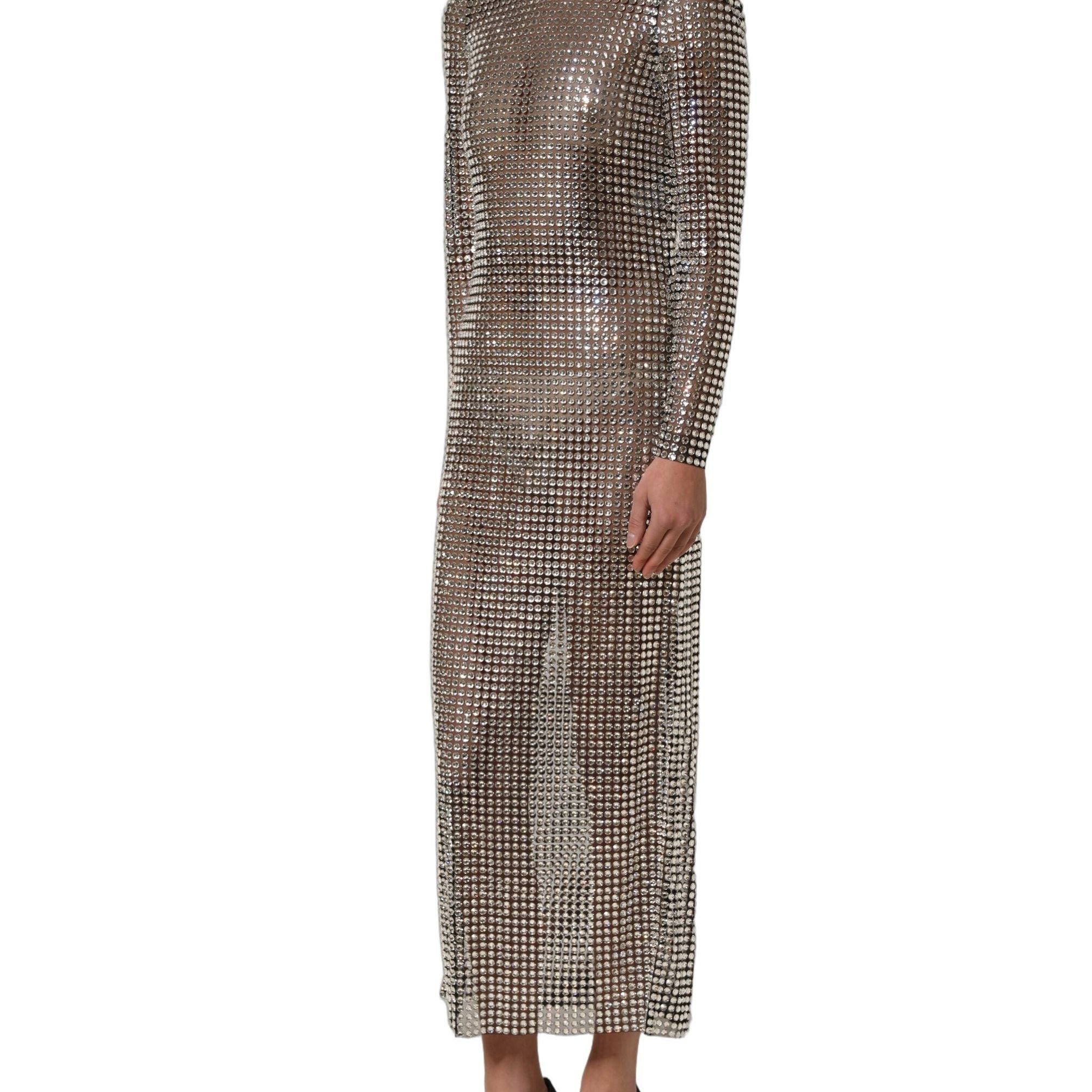 Dolce & Gabbana Beige Crystal Embellished Long Gown Dress