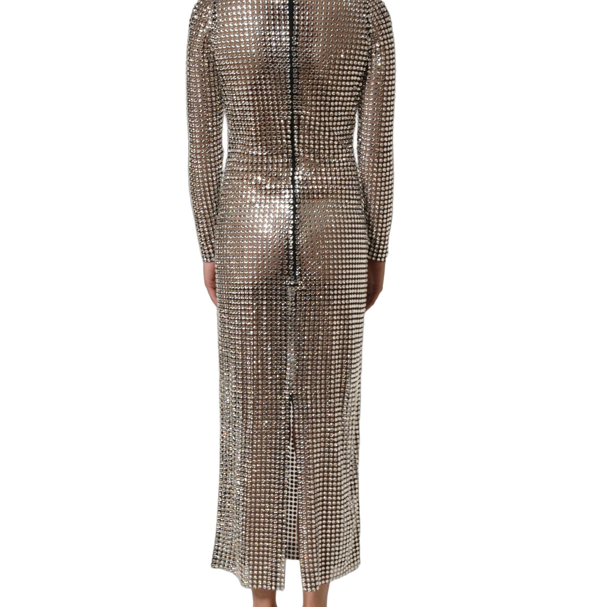 Dolce & Gabbana Beige Crystal Embellished Long Gown Dress