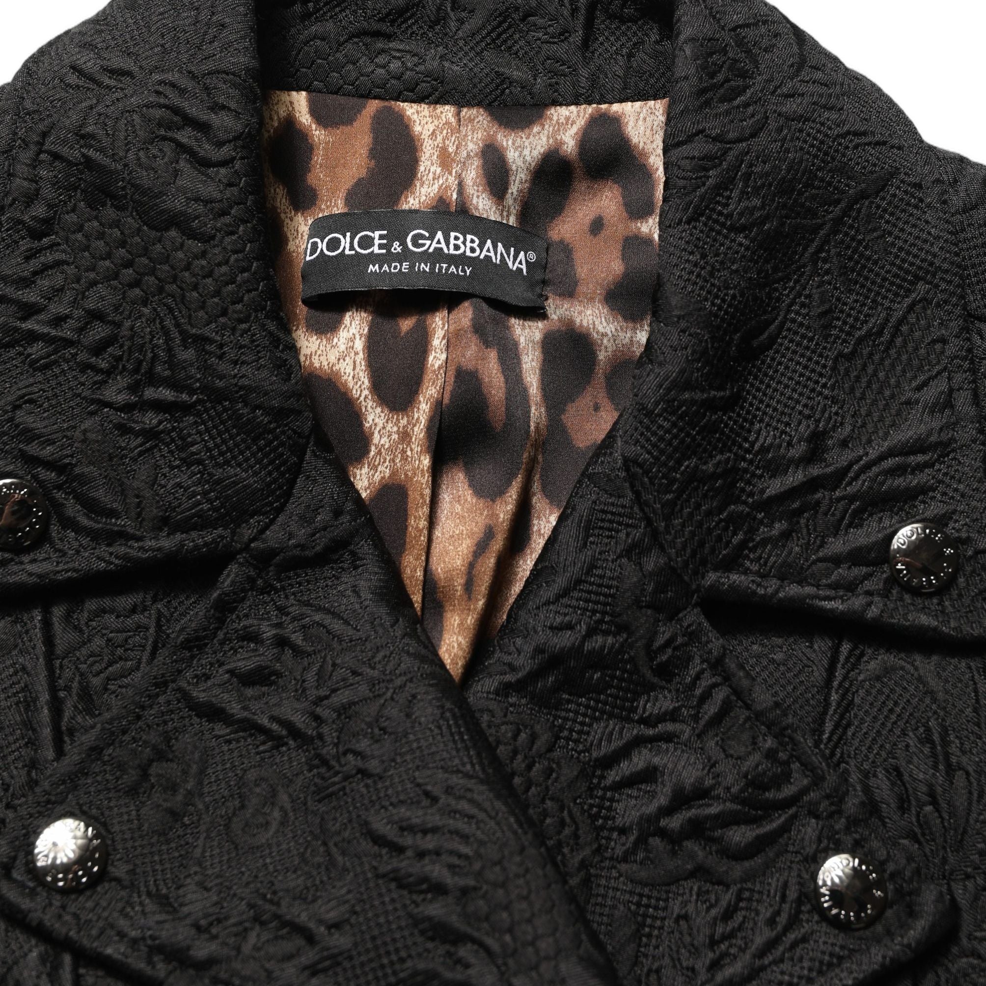 Dolce & Gabbana Black Floral Brocade Biker Blouson Jacket