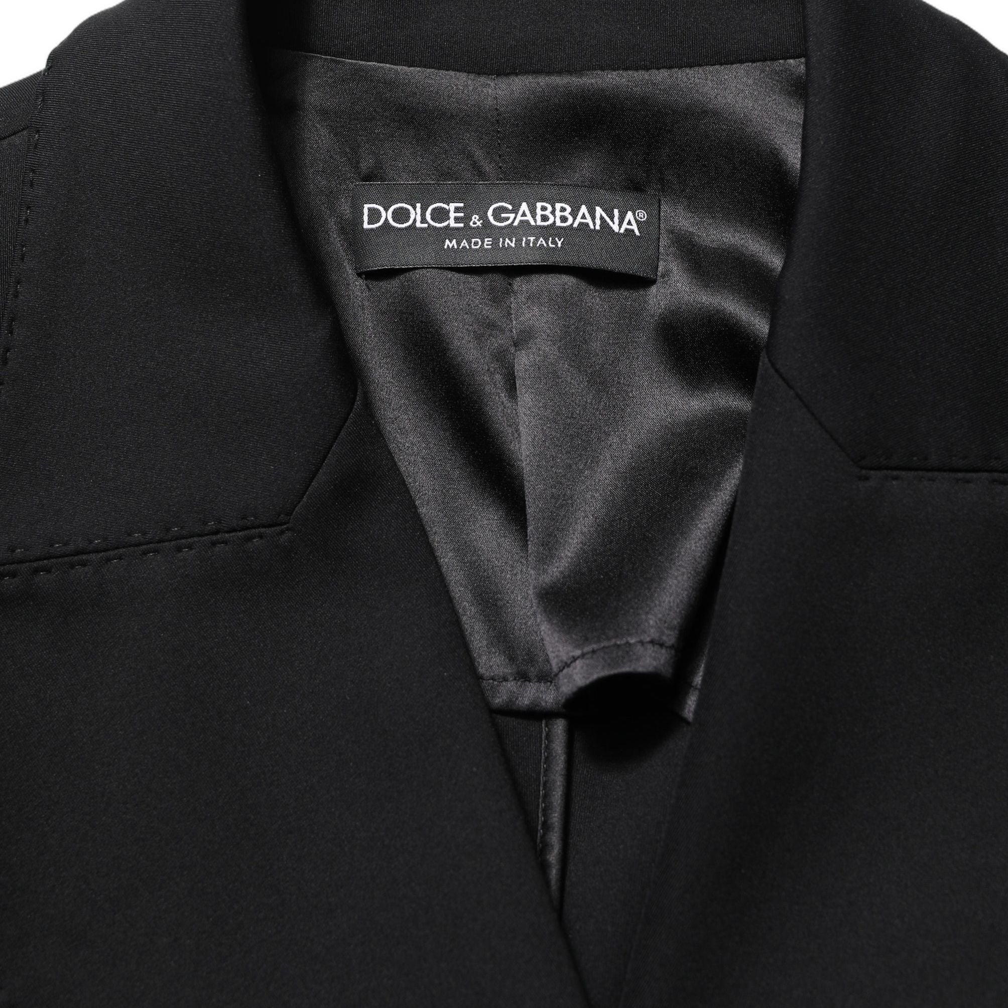 Dolce & Gabbana Black Double Breasted Crepe Blazer Jacket