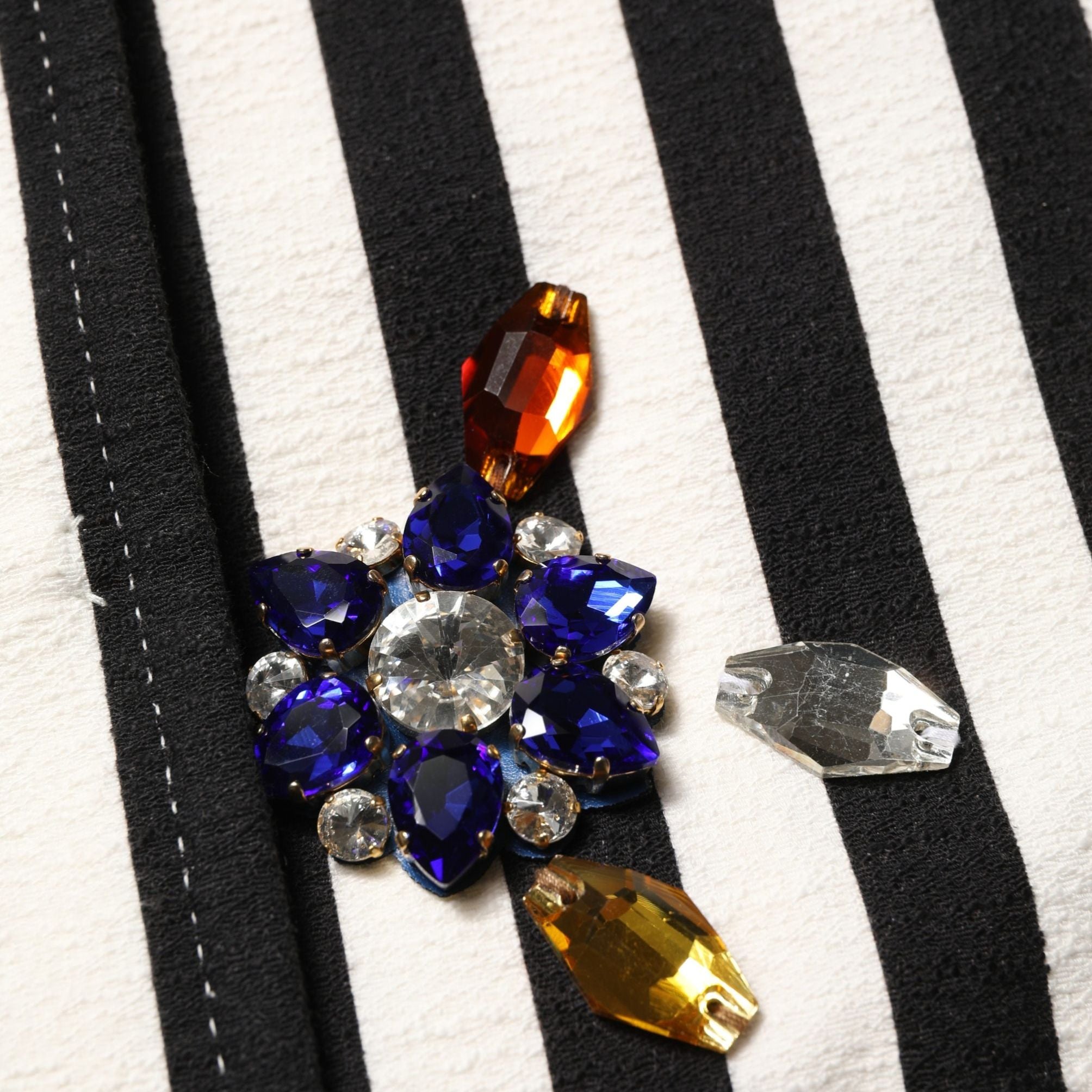 Dolce & Gabbana Black White Striped Embellished Coat Jacket
