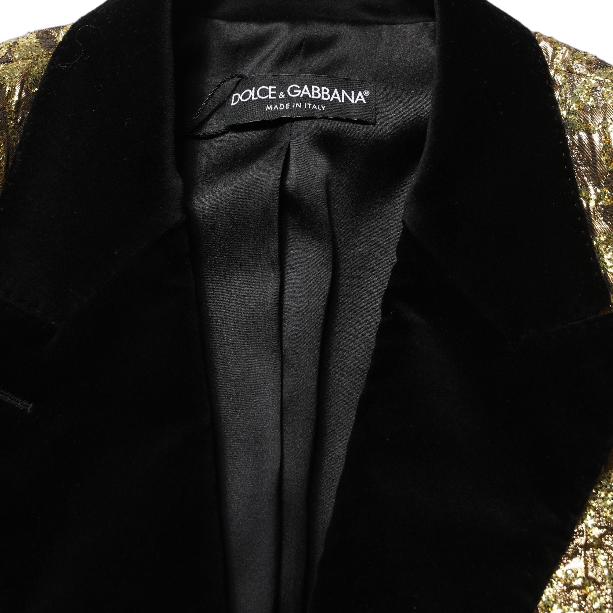 Dolce & Gabbana Gold Floral Jacquard Wool Trench Coat Jacket
