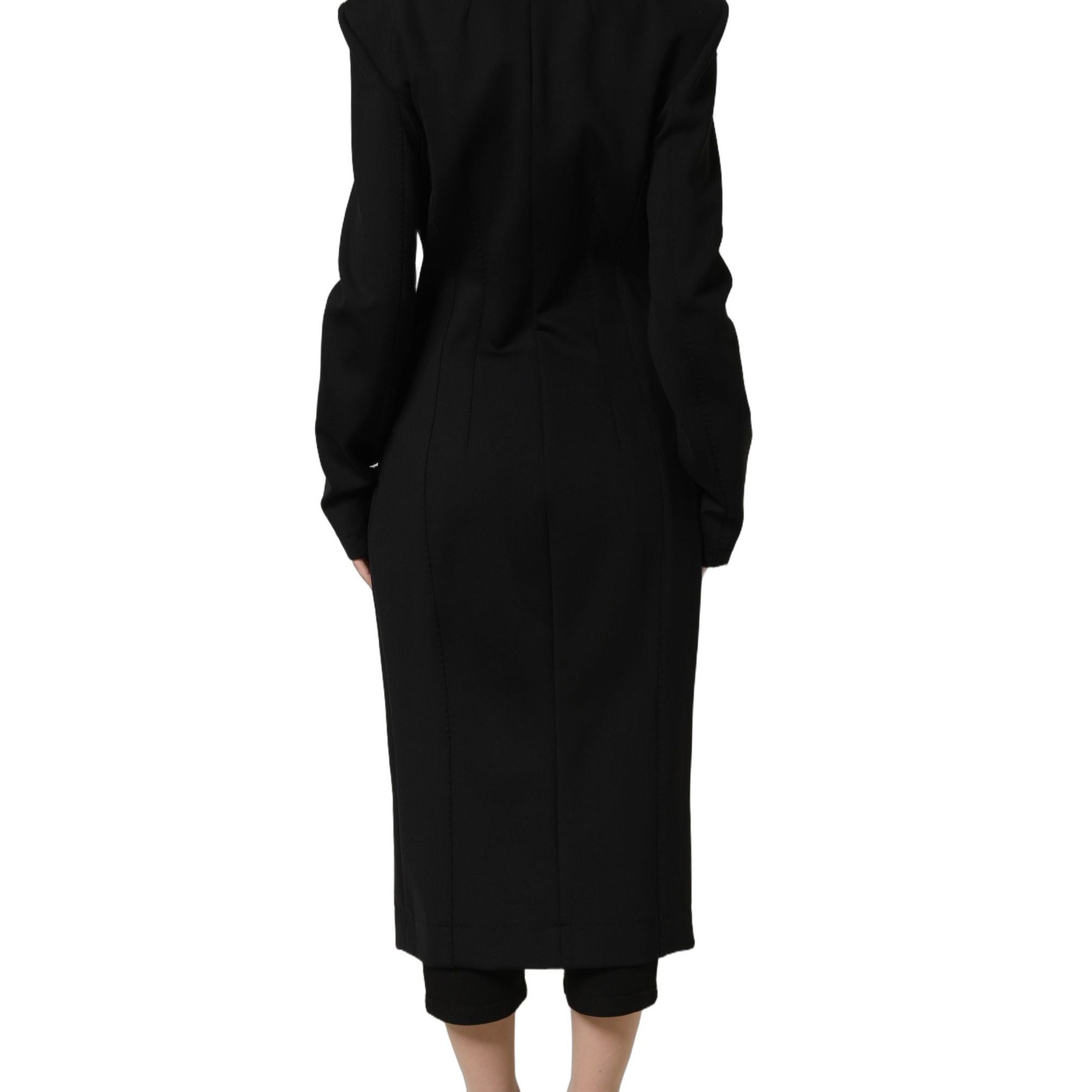 Dolce & Gabbana Black Nylon Double Breasted Coat Jacket