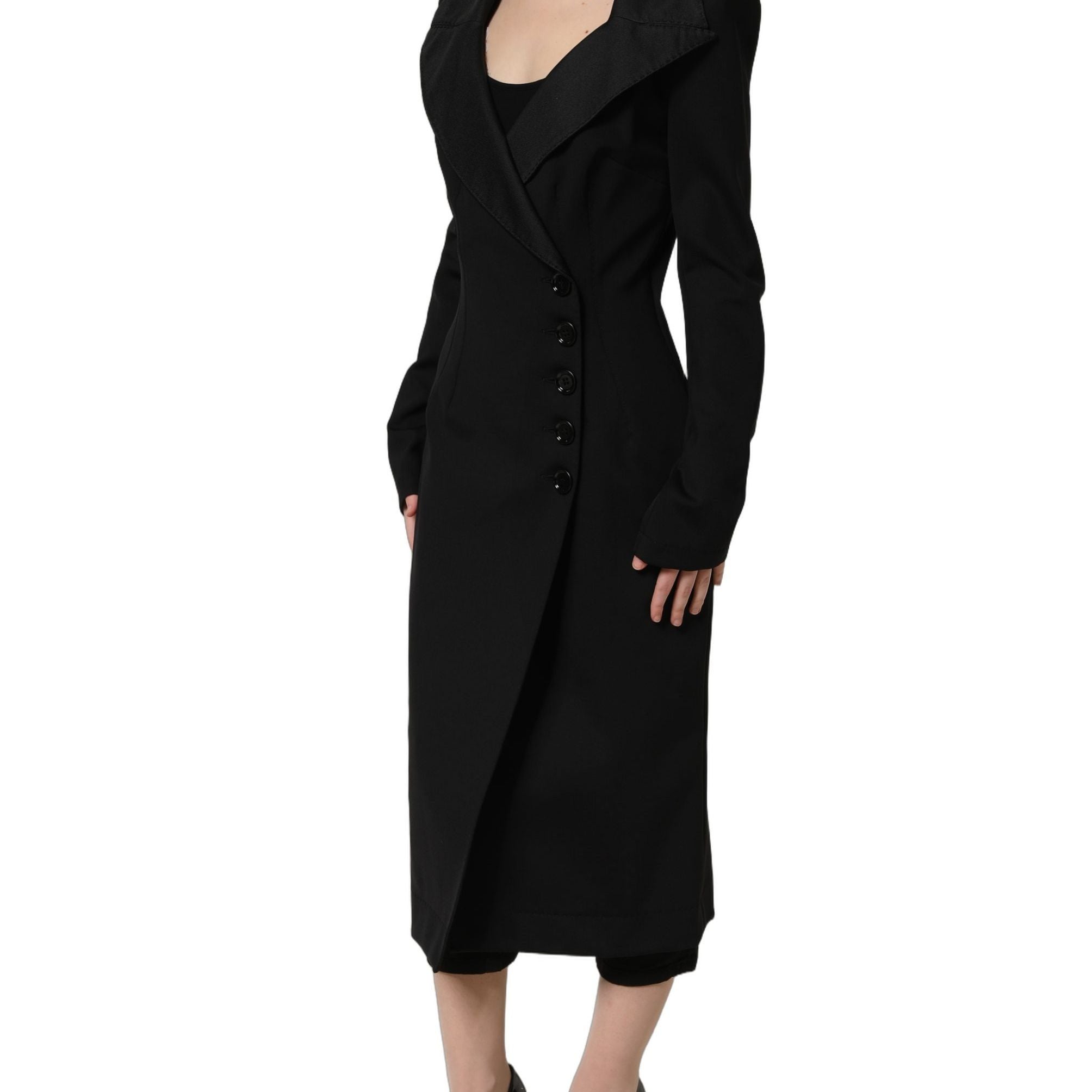 Dolce & Gabbana Black Nylon Double Breasted Coat Jacket