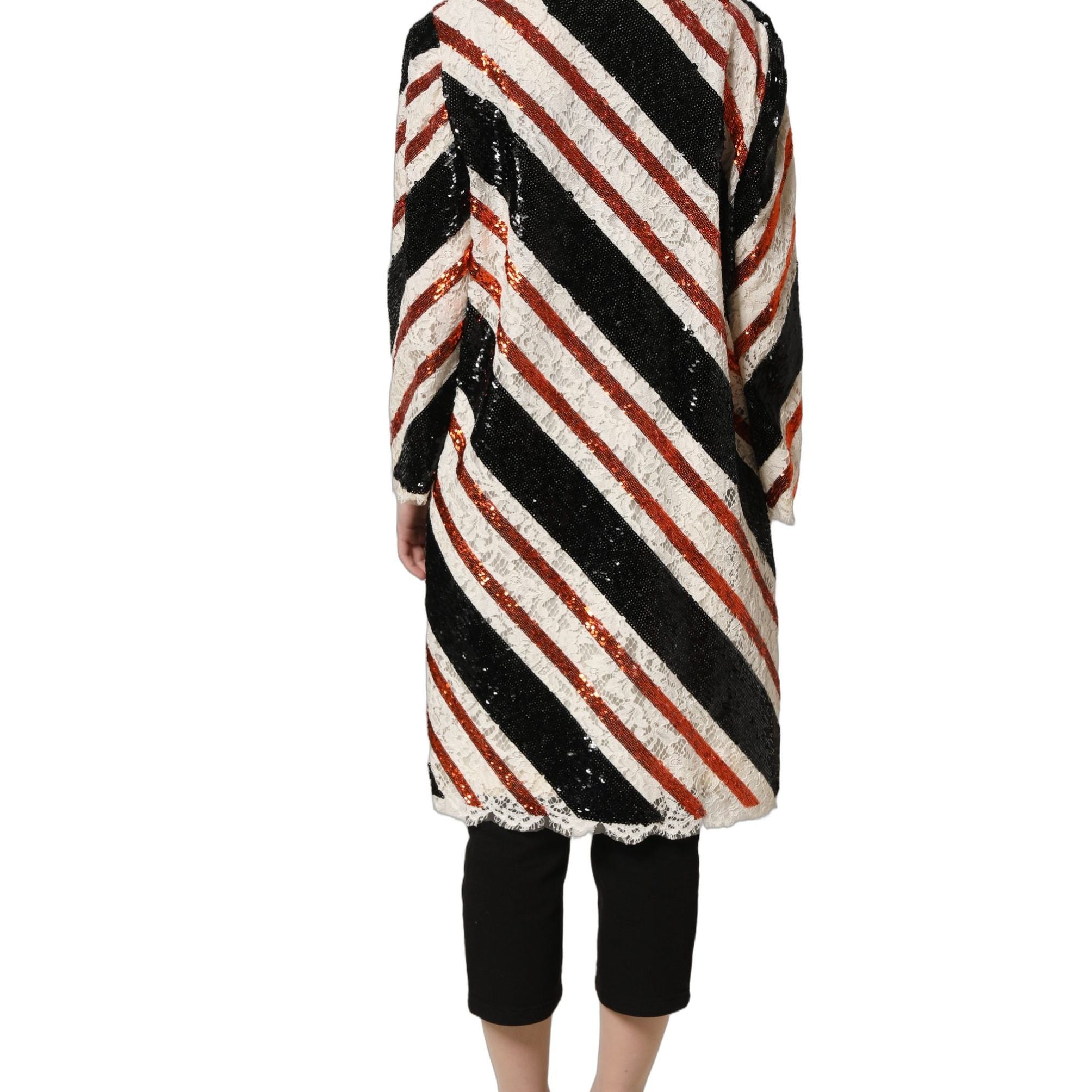 Dolce & Gabbana Multicolor Stripe Sequin Duster Coat Jacket