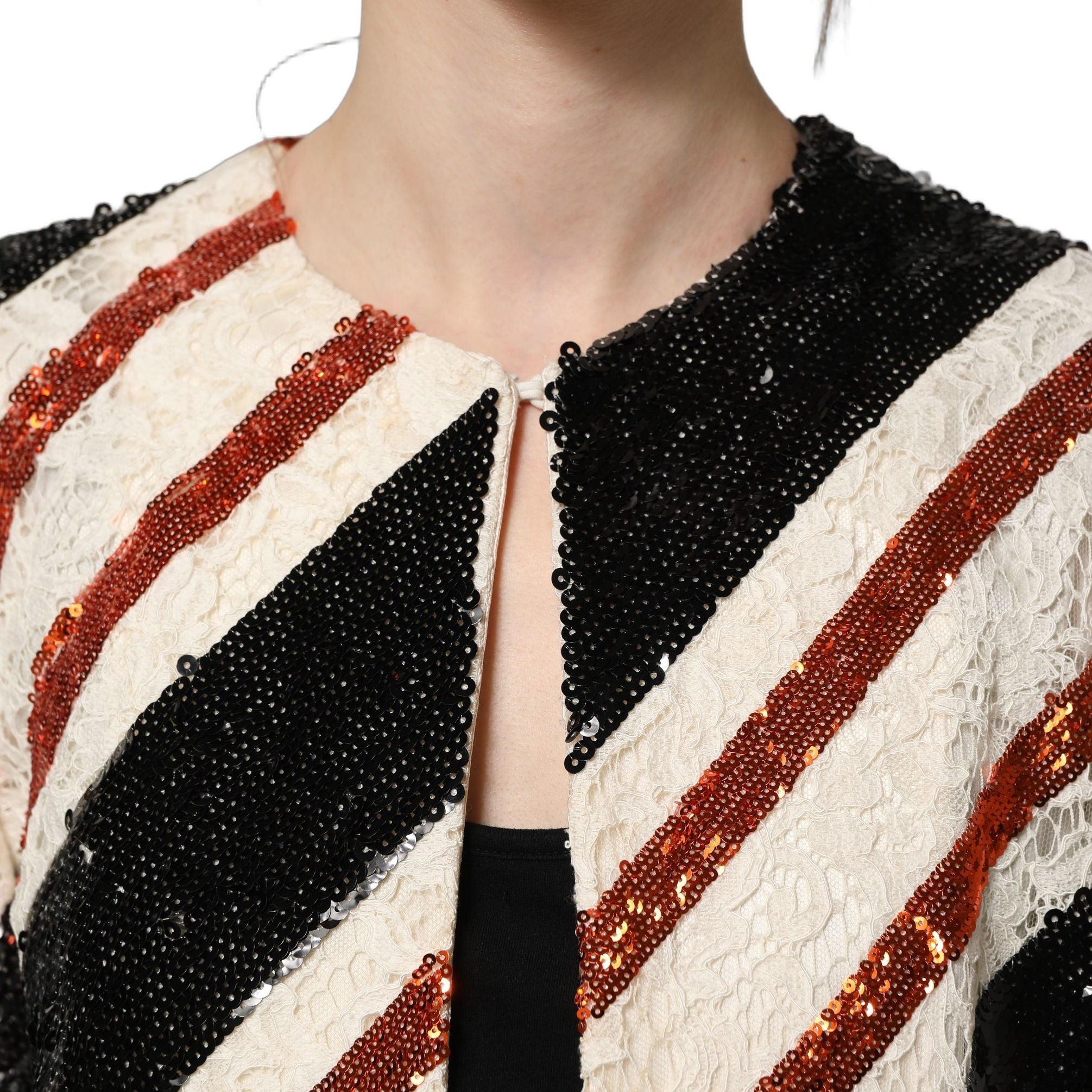 Dolce & Gabbana Multicolor Stripe Sequin Duster Coat Jacket