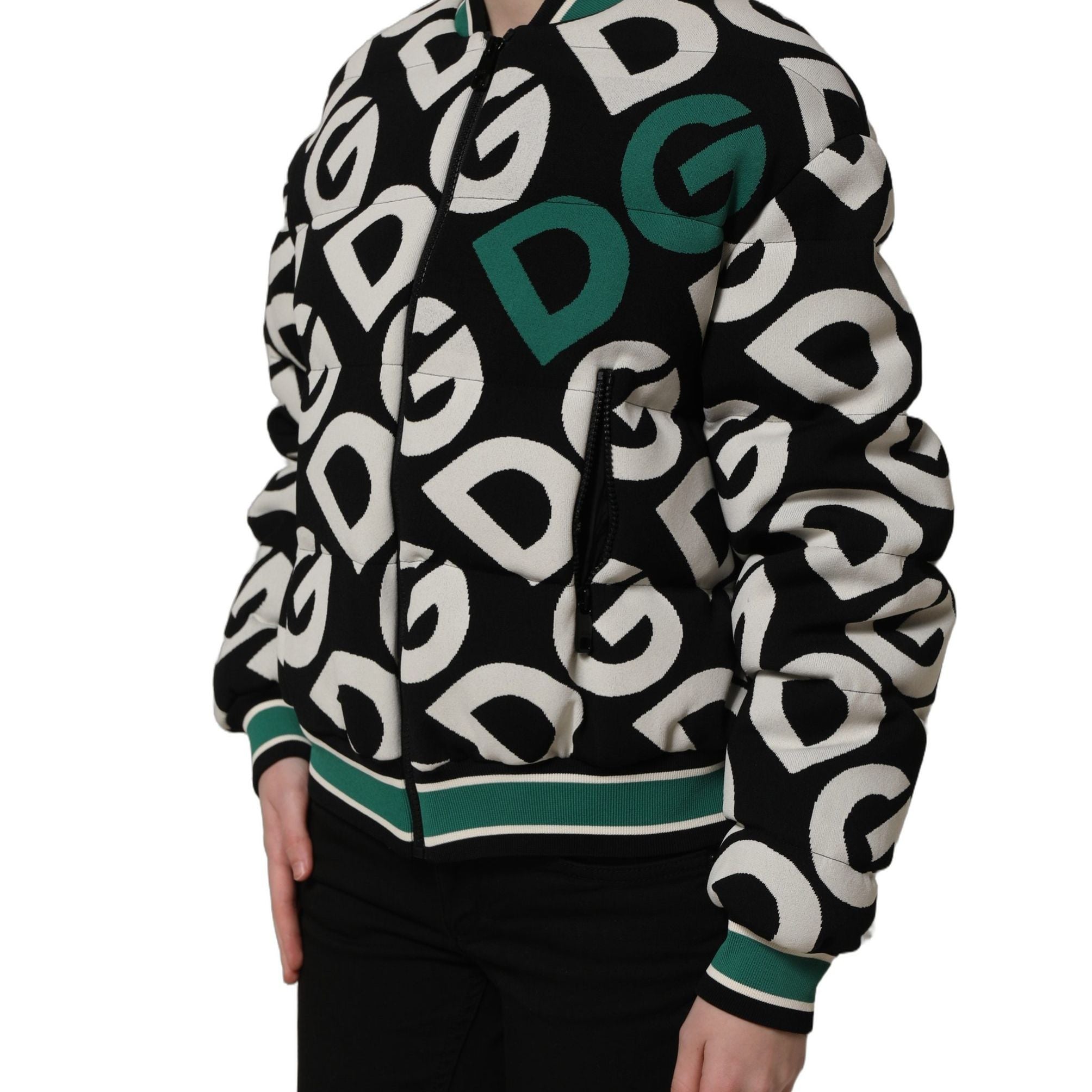 Dolce & Gabbana Multicolor Logo Full Zip Bomber Jacket