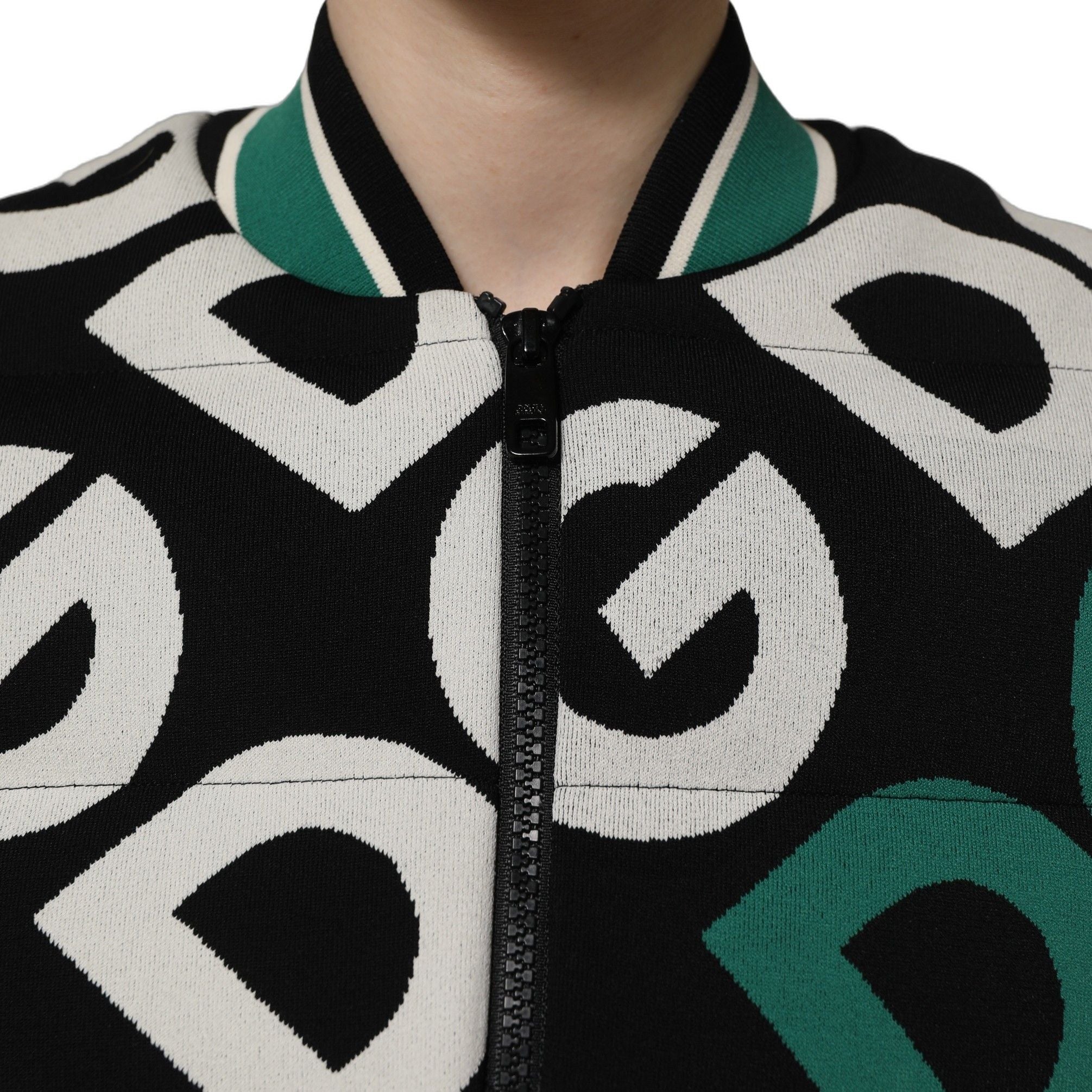 Dolce & Gabbana Multicolor Logo Full Zip Bomber Jacket