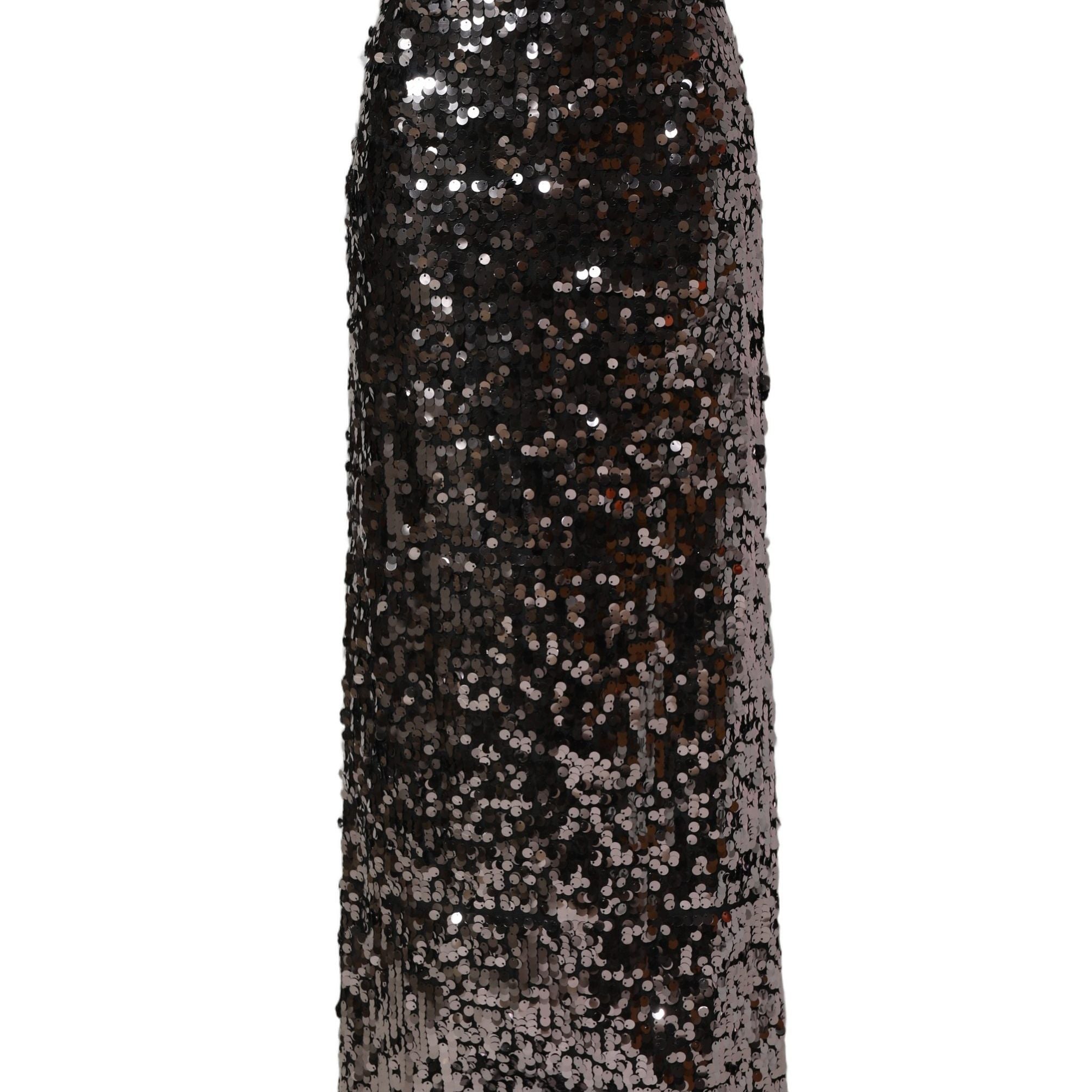 Dolce & Gabbana Brown Sequinned Embellished Pencil Cut Skirt