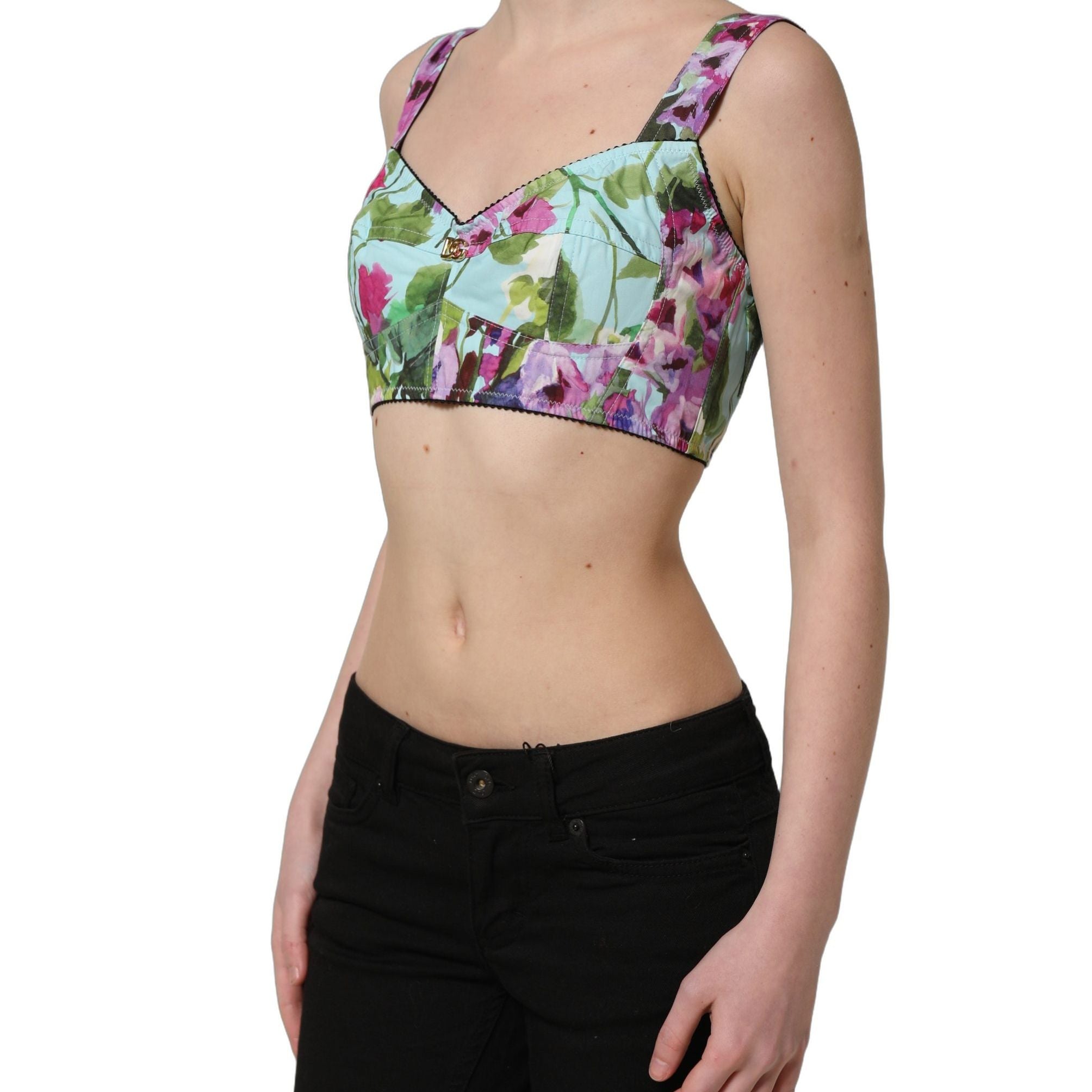 Dolce & Gabbana Multicolor Floral Cropped Bustier Tank Top