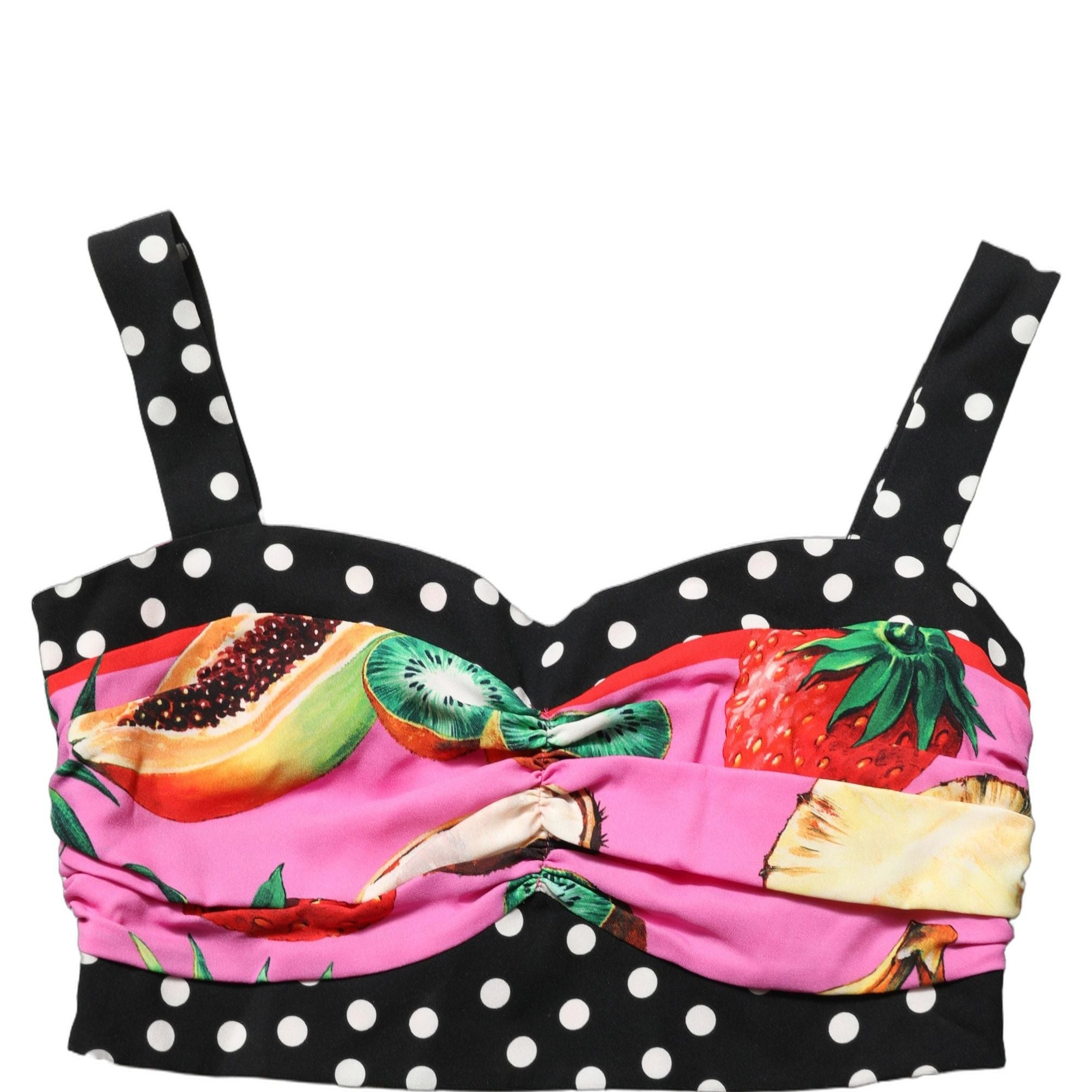 Dolce & Gabbana Multicolor Silk Cropped Bustier Corset Top