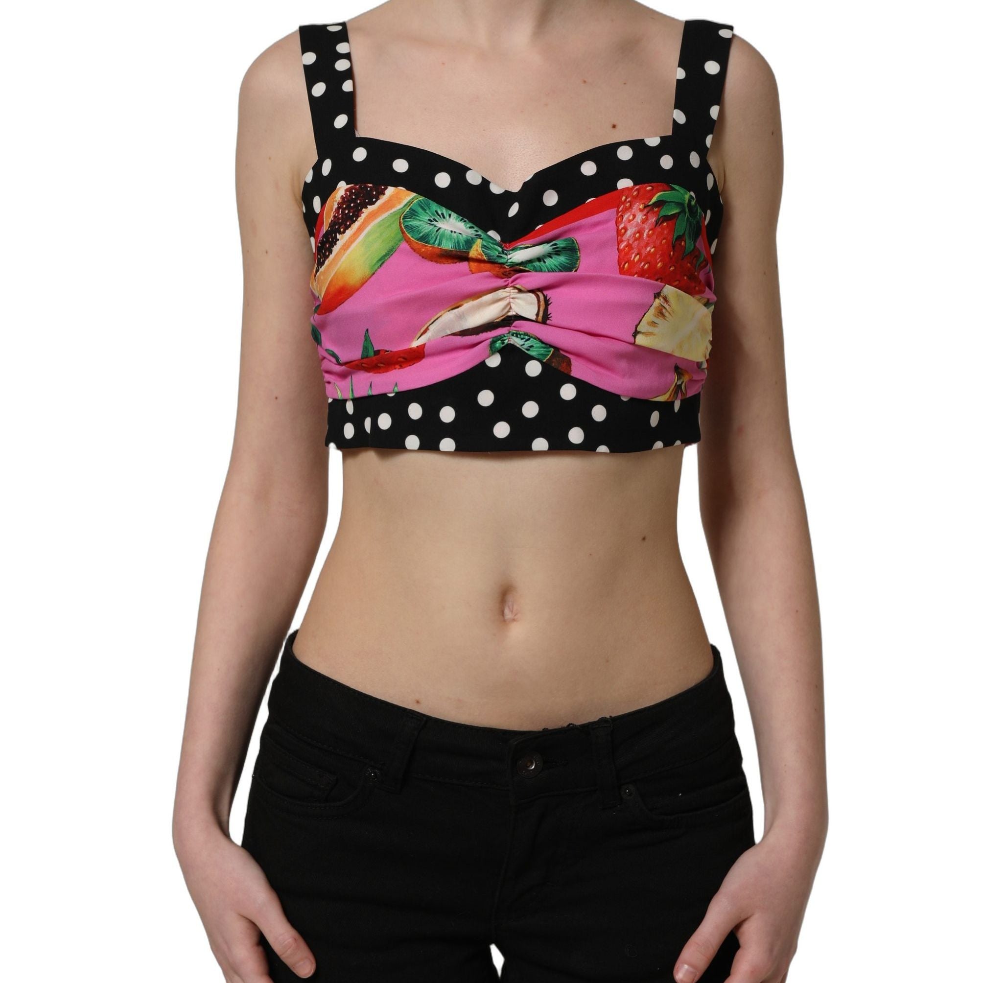 Dolce & Gabbana Multicolor Silk Cropped Bustier Corset Top