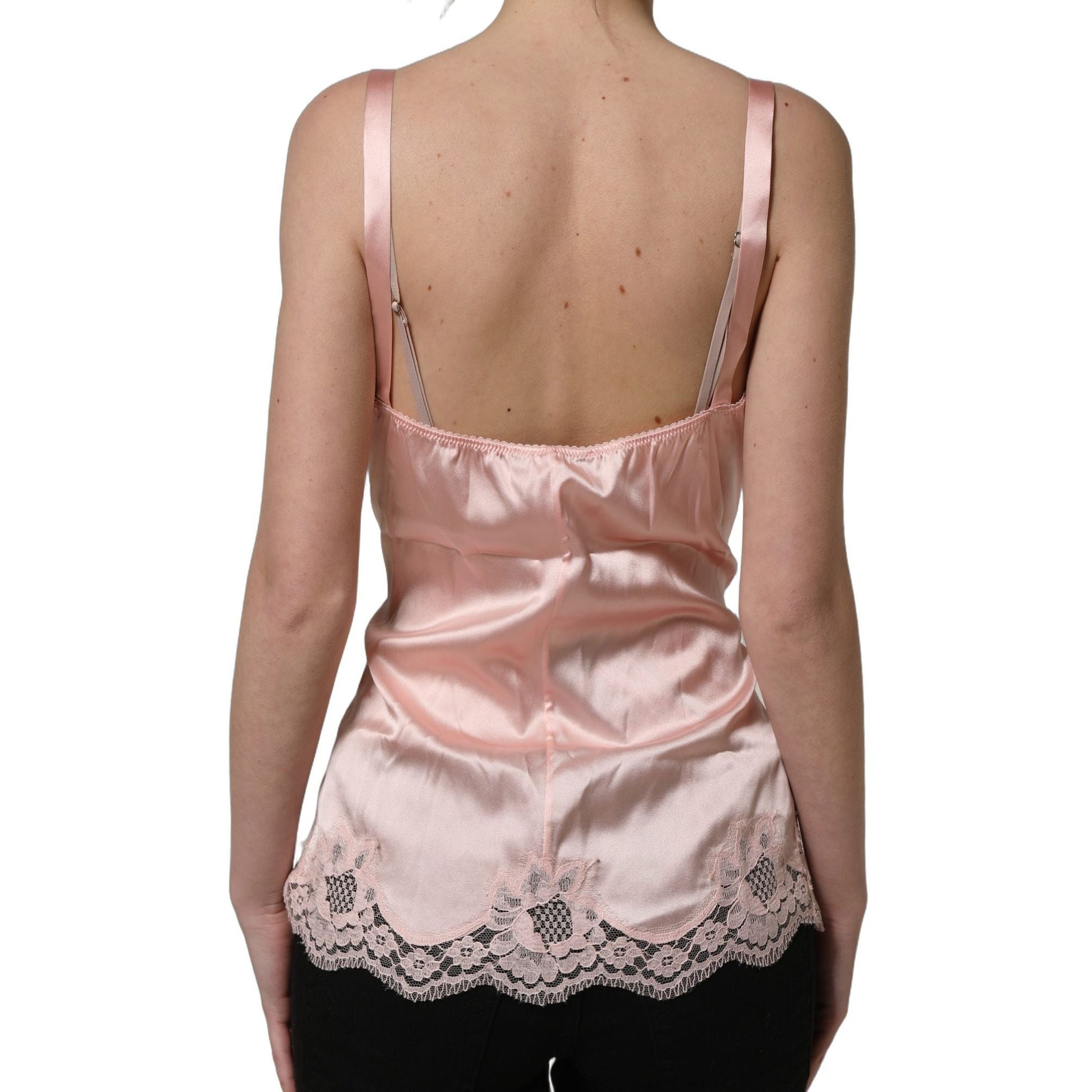 Dolce & Gabbana Light Pink Floral Lace Lingerie Underwear Top